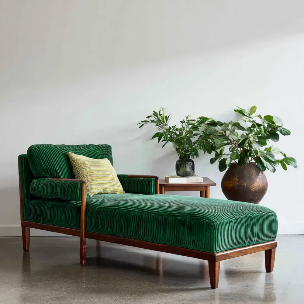 Tumbona de Tela Verde 180x75x80 cm - Diseño Clásico