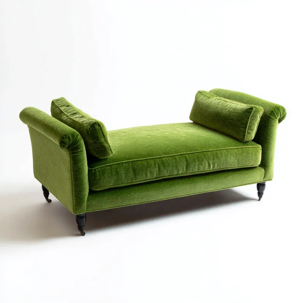 Chaise longue de terciopelo Verde 180x70x90 cm – Diseñador Clásico
