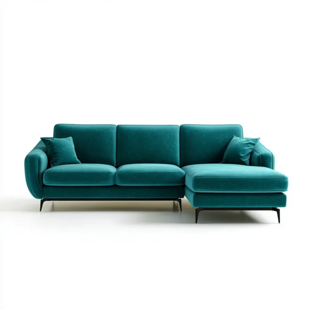 Sofá Seccional 280x90x160 cm - Turquesa - Tela de Alta Calidad