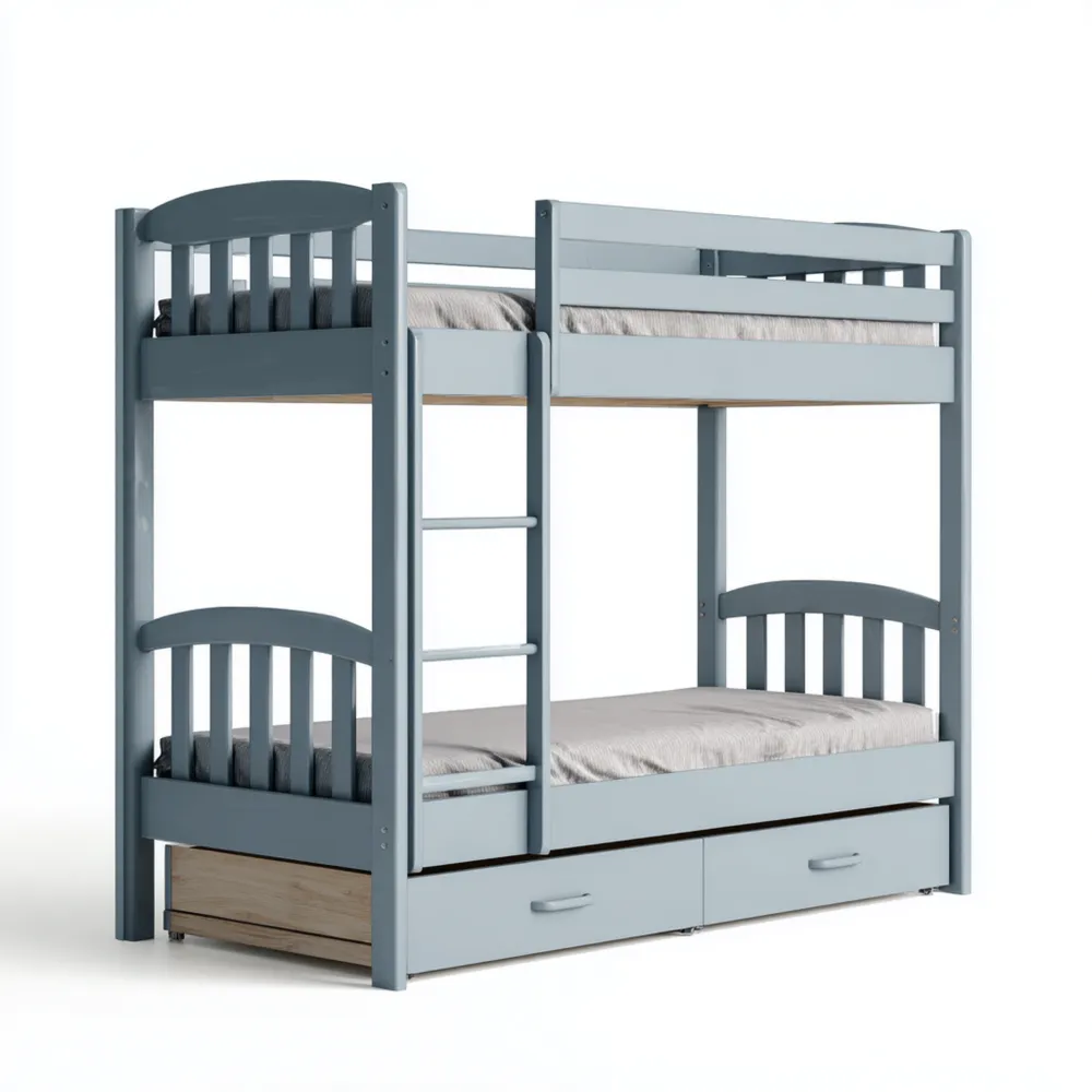 Cama litera de madera 200x90x160 cm - Azul - Diseño funcional