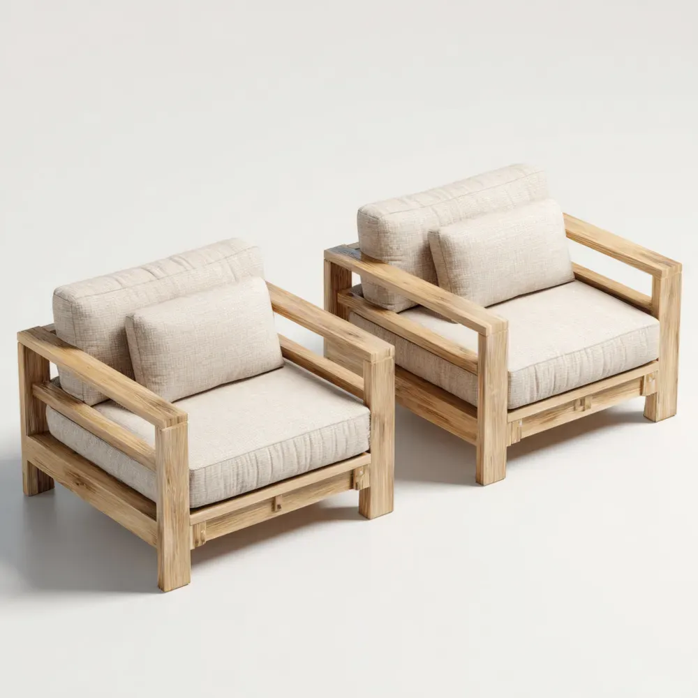 Sillones de jardín de madera de teca 70x75x80 cm Beige estilo contemporáneo