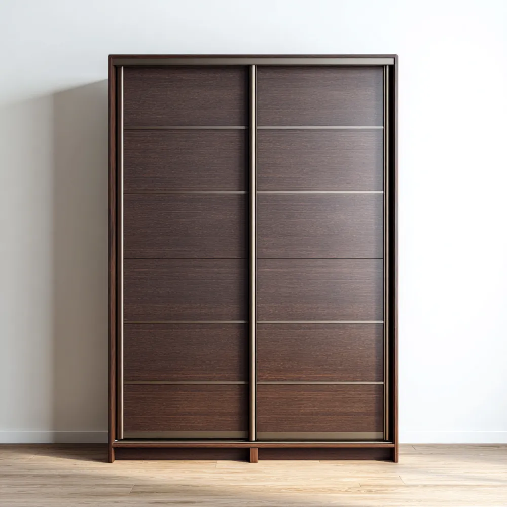 Armario Puertas Correderas de Madera 200x60x210 cm - Color Nogal - Diseño Moderno