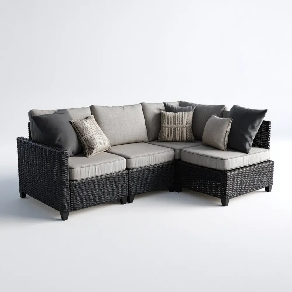 Sofá de Jardín Modular Ratán 210x210x70 cm - Gris - Diseño Contemporáneo