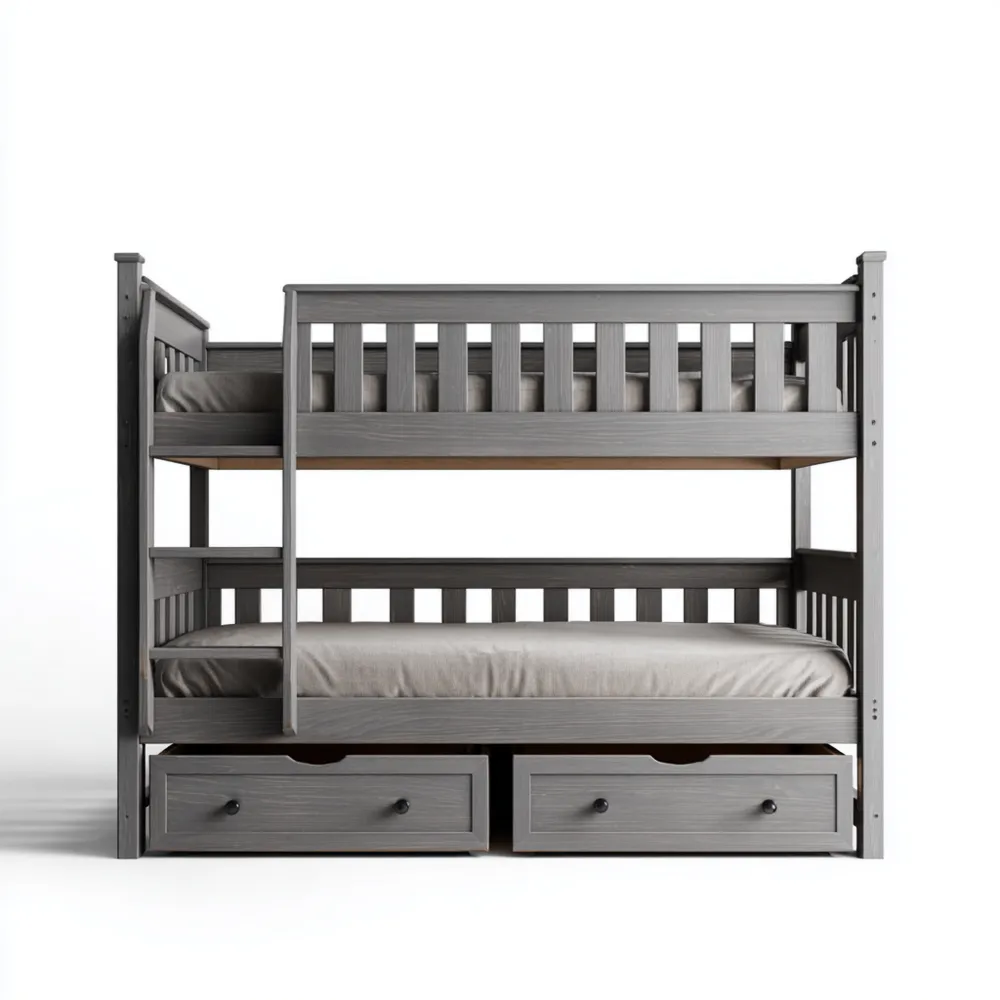 Litera de madera con almacenamiento 200x90x160 cm - Gris