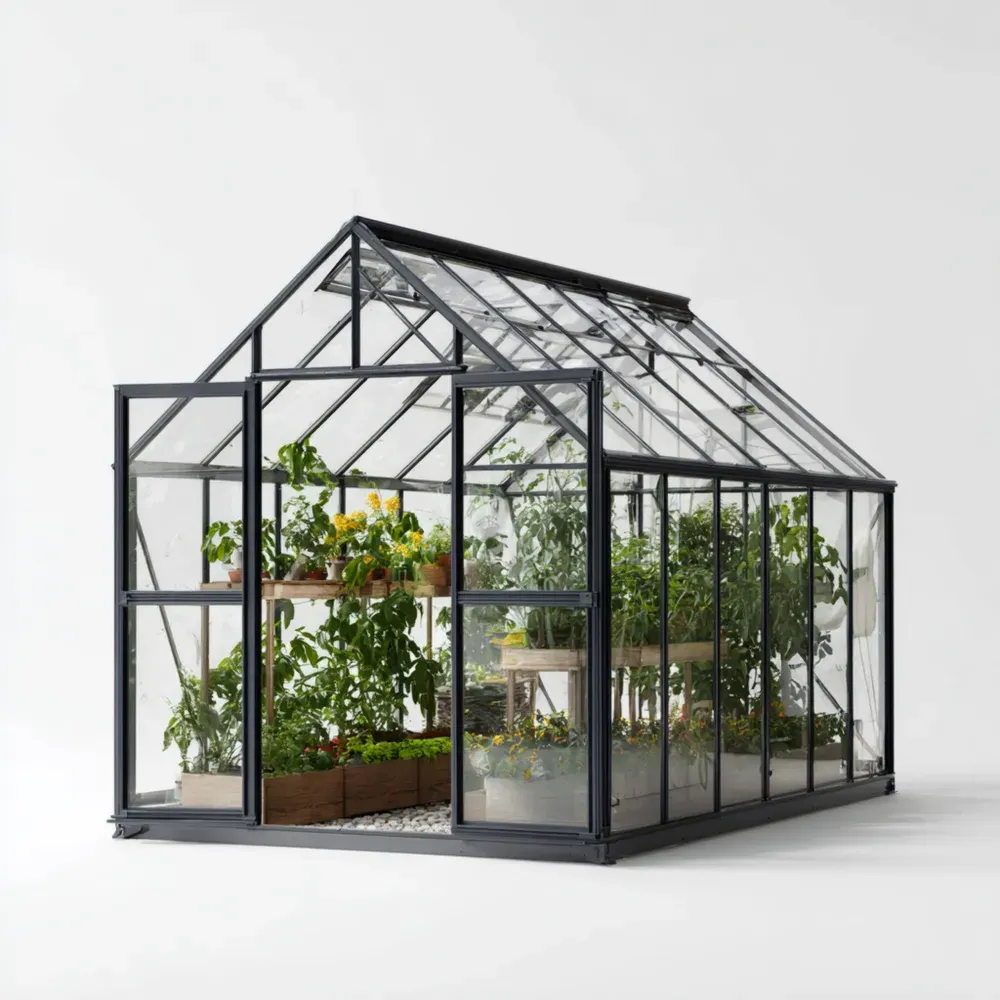 Invernadero de aluminio y vidrio 3x4.5x2.5 m - Estructura robusta para jardín