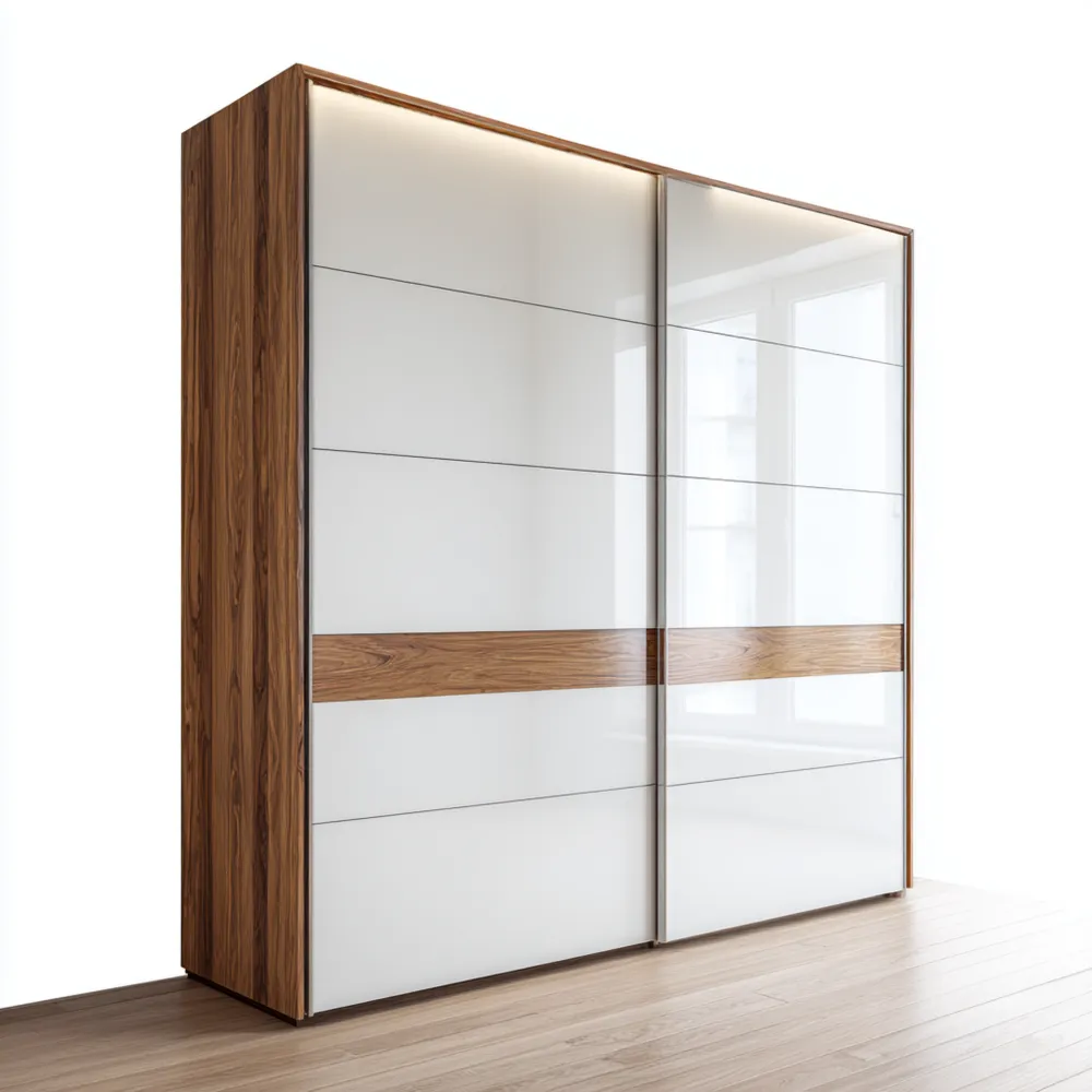 Armario de Puertas Correderas 200x60x220 cm Madera y Vidrio - Diseño Moderno