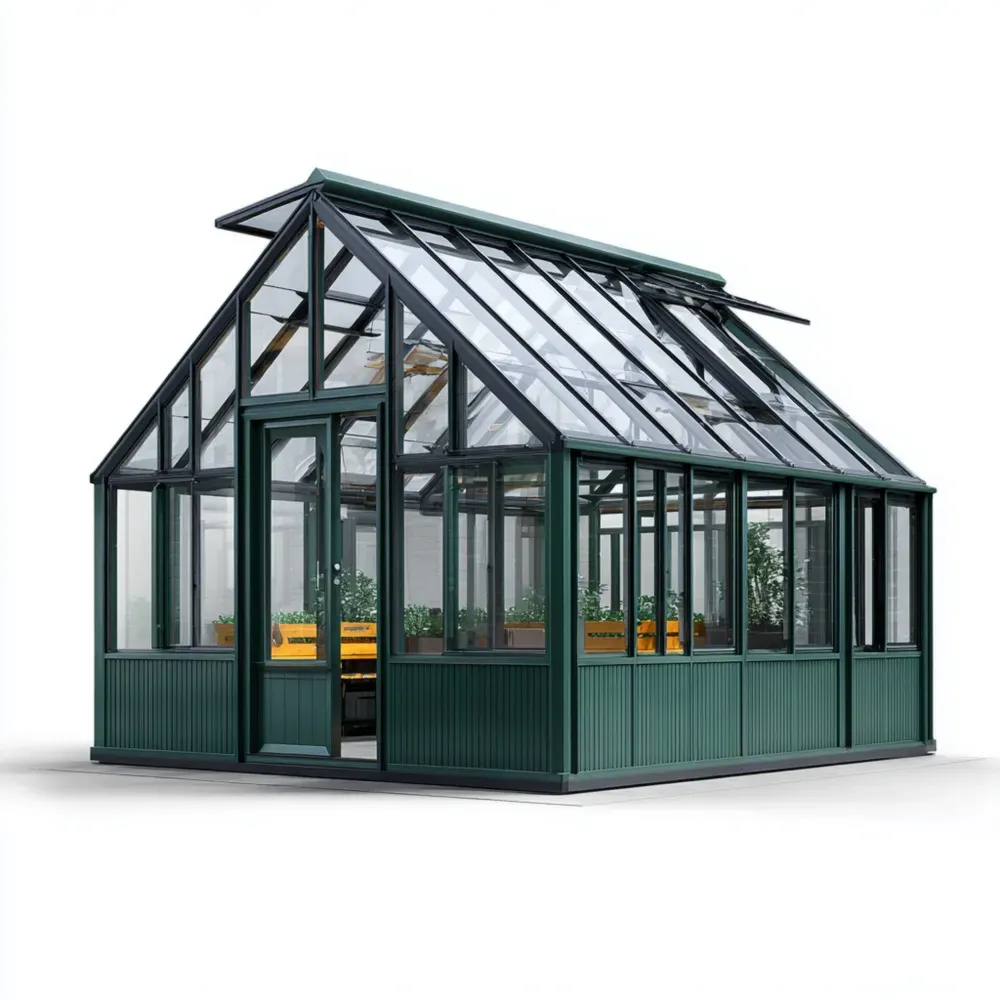 Invernadero de Jardín de Aluminio y Vidrio 4x3x3.5 m - Verde - Diseño Moderno