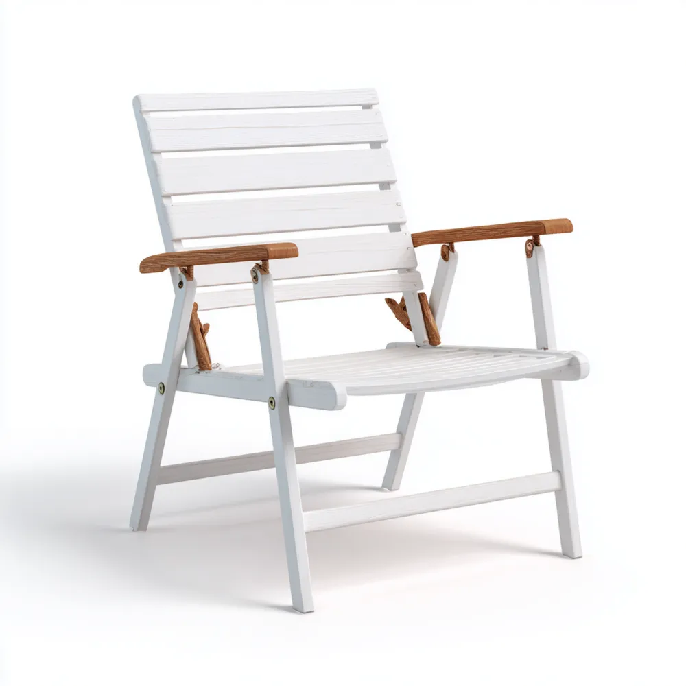 Silla de Jardín Plegable 70x60x85 cm Madera y Metal Blanco