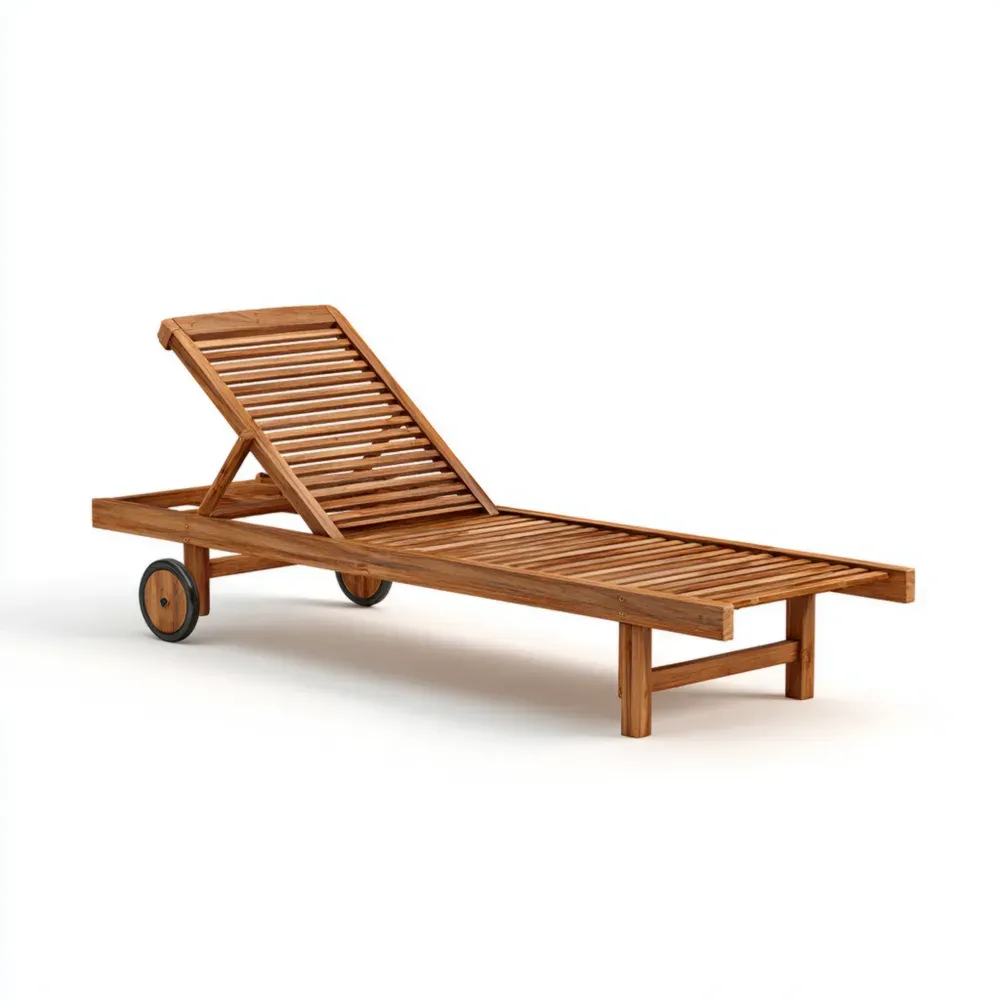Tumbona de Jardín de Madera de Teca - 200x68x35 cm - Color Natural