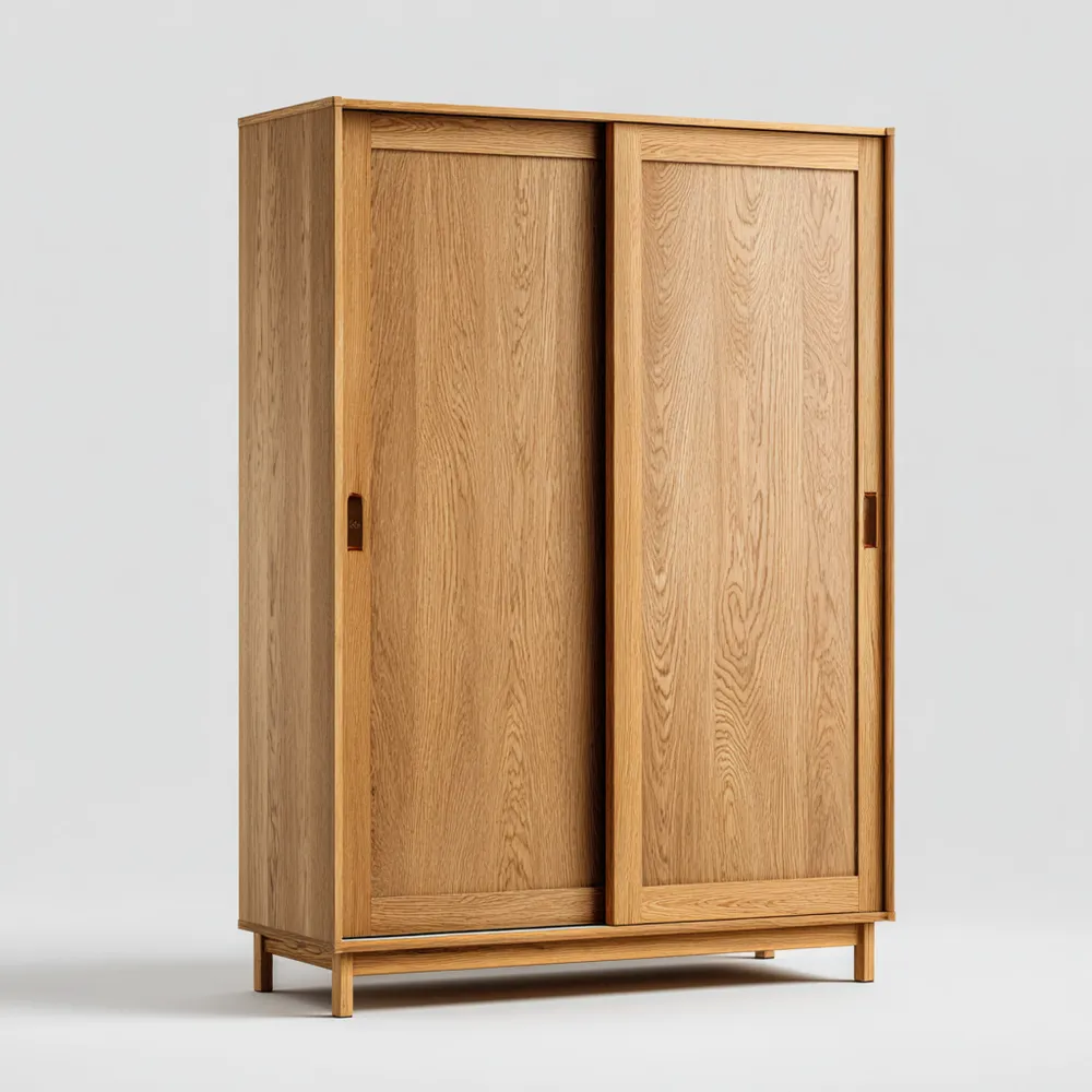 Armario de Madera Maciza 200x120x60 cm con Puertas Correderas – Roble