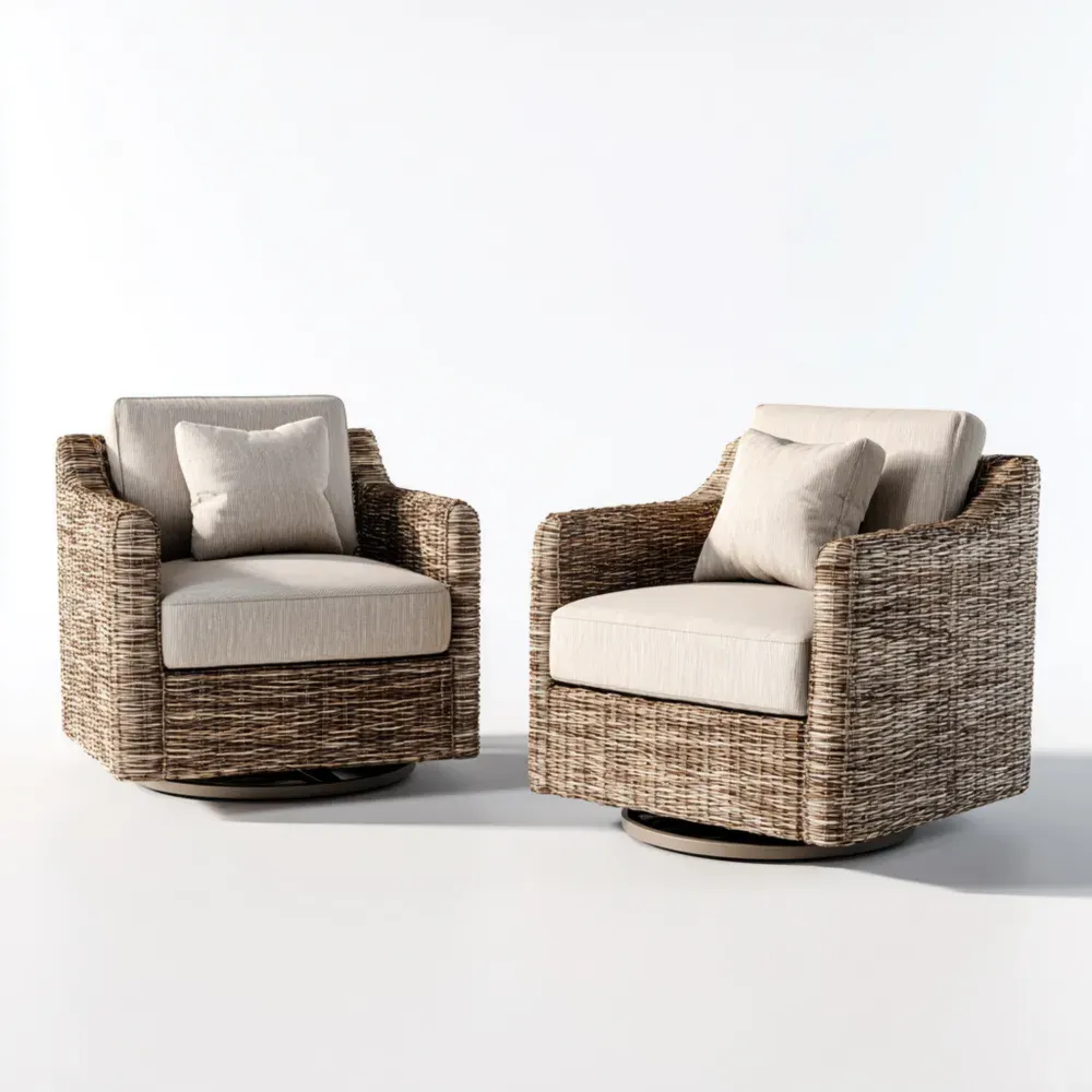 Sillas de patio de ratán 75x80x85 cm con cojines Beige – Diseño Moderno