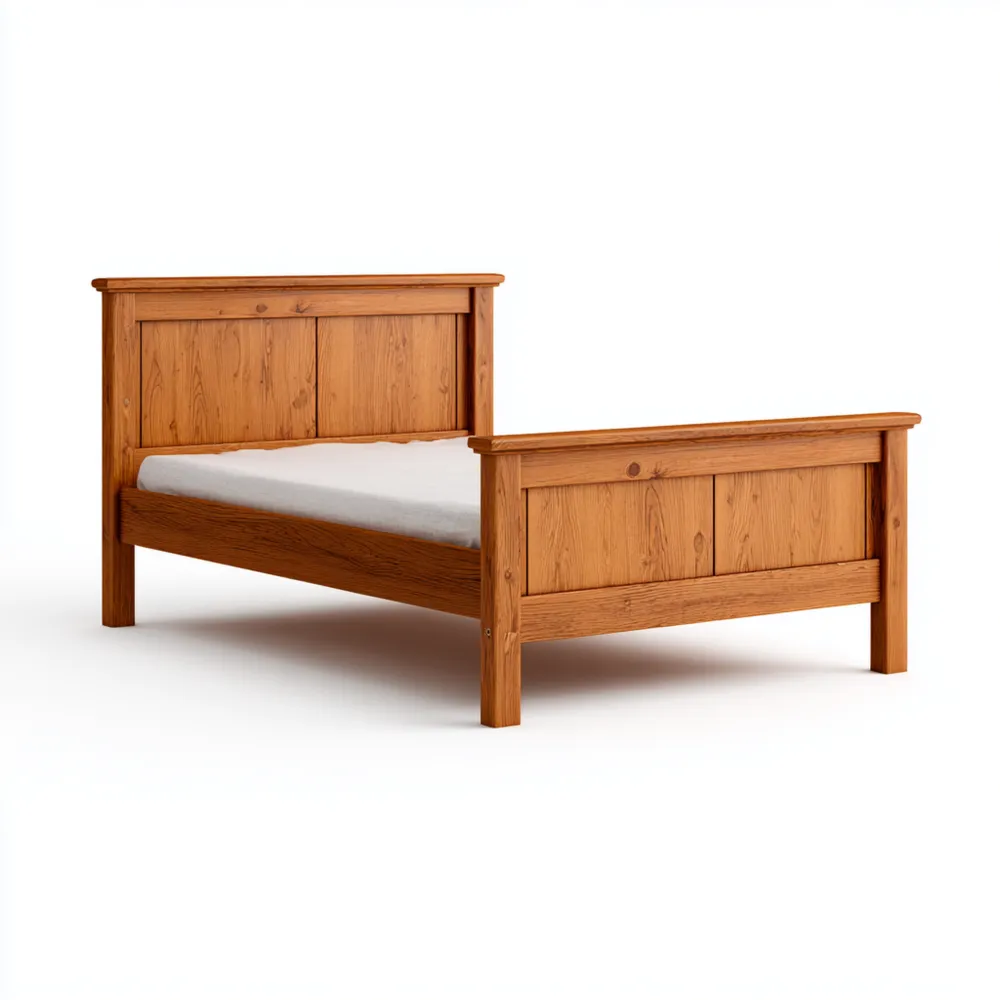 Cama Doble Madera de Pino 200x150x100 cm – Marrón – Estilo Clásico