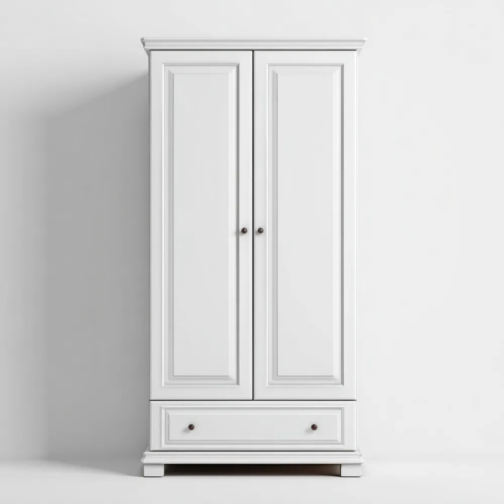 Armario de madera 200x80x50 cm – Blanco – Estilo clásico