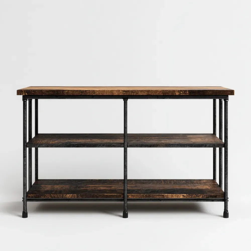 Estantería de Madera y Metal 120x40x80 cm - Marrón Oscuro - Estilo Industrial