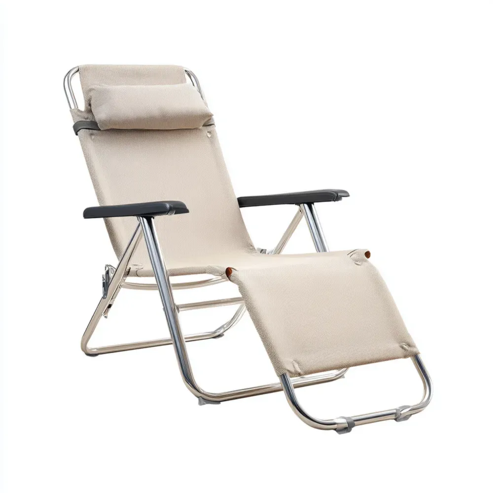 Tumbona de Jardín Tela Lavable 185x65x45 cm - Beige - Diseño Plegable