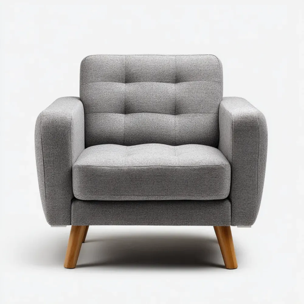 Sillón tapizado en tela 85x90x85 cm - Gris Claro - Diseño moderno