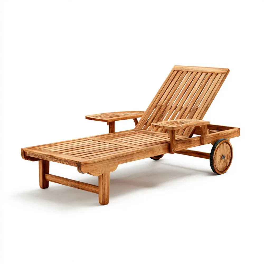 Tumbona de Jardín de Madera de Teca Ajustable con Ruedas 200x65x35 cm