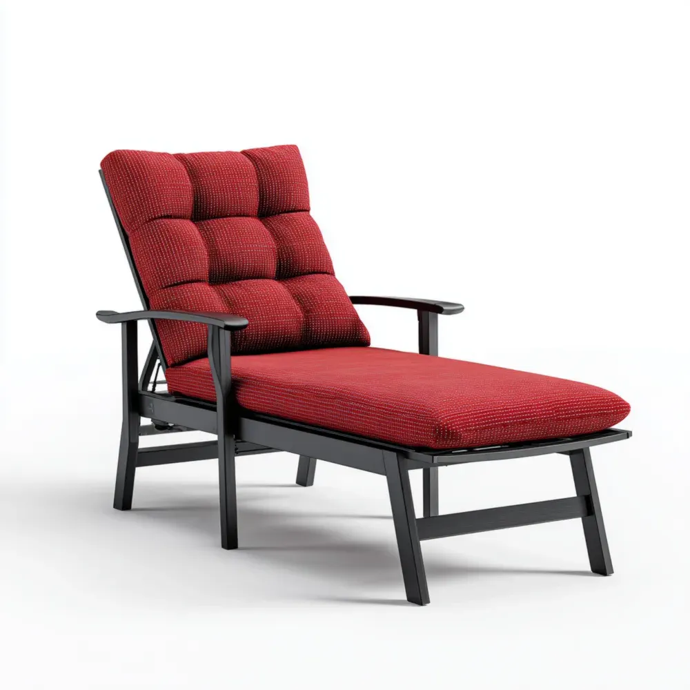 Tumbona de jardín – Metal y tela 190x65x90 cm – Rojo – Diseño moderno