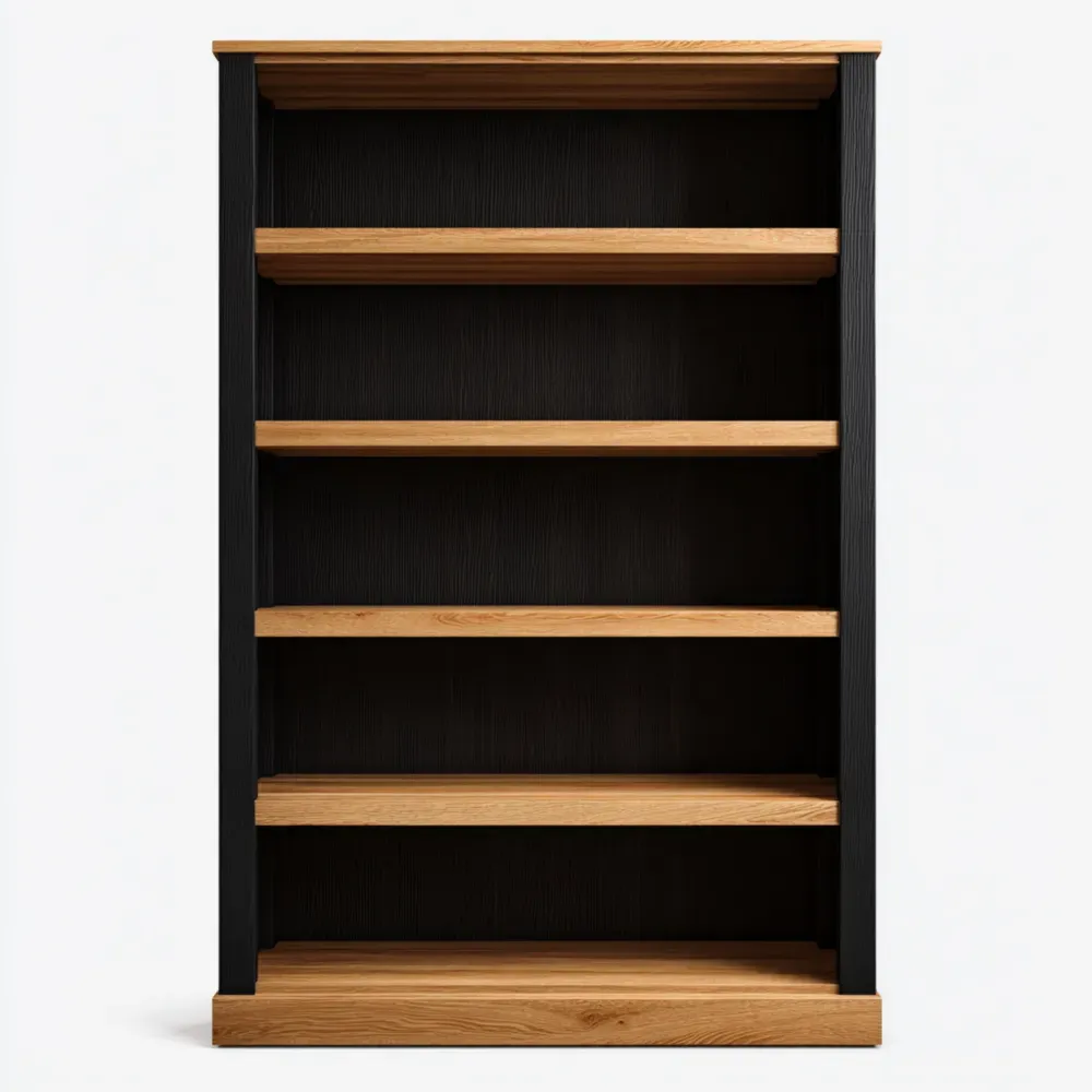 Estantería de madera Negra y Roble 5 estantes – 120x80x30 cm – Diseño contemporáneo