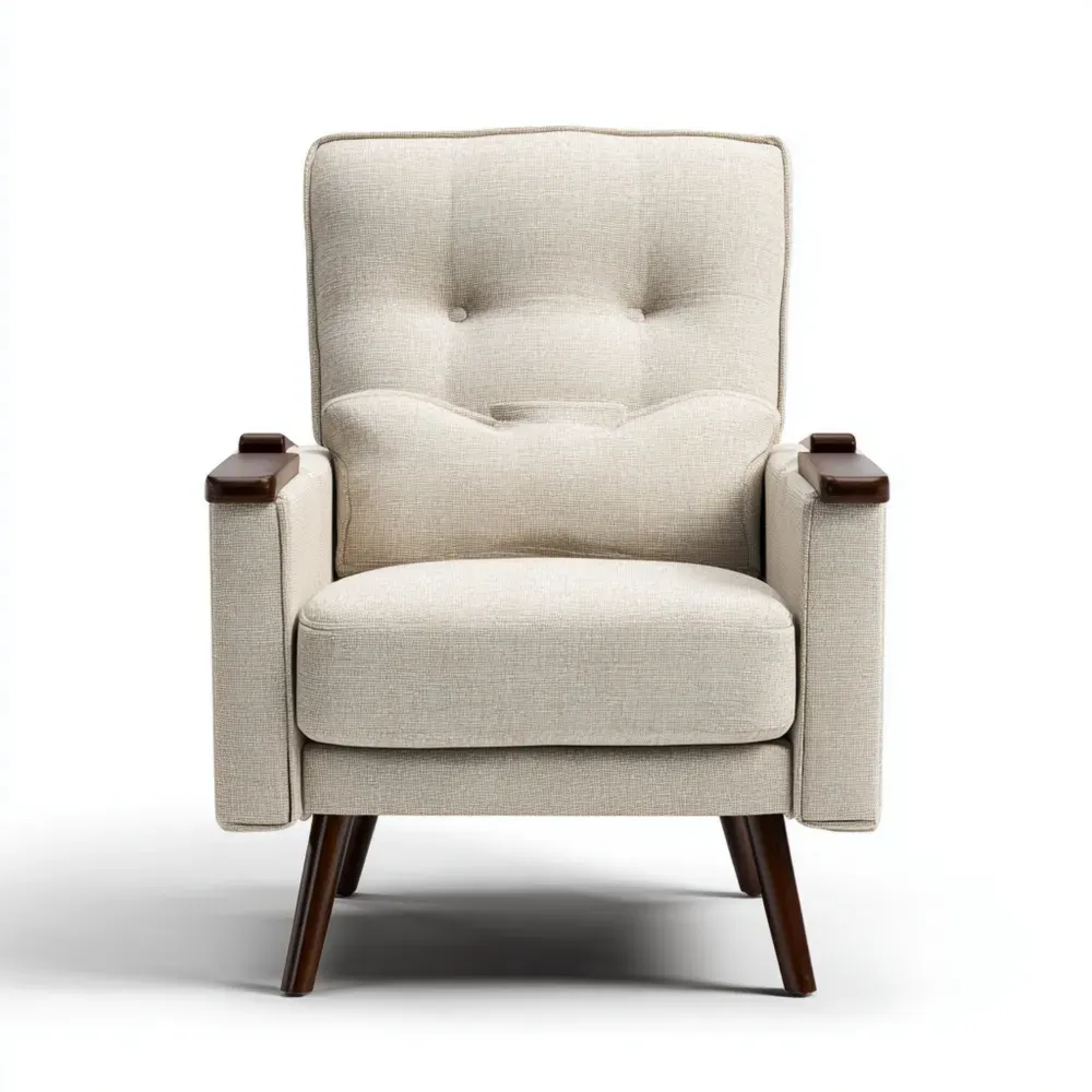 Sillón tapizado en tela 85x90x100 cm – Beige – Estilo retro