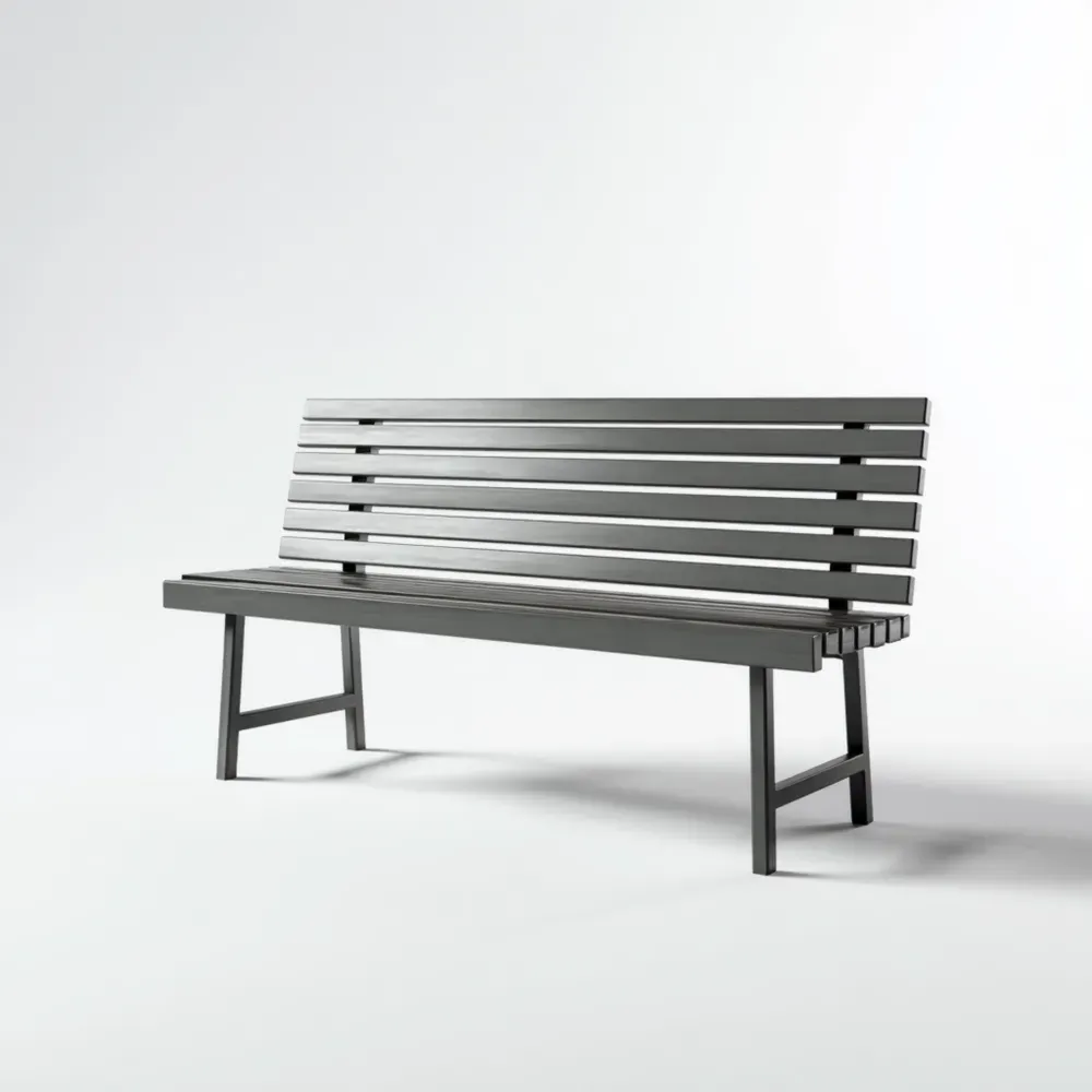 Banco de jardín de metal 150x60x80 cm – Gris – Diseño minimalista