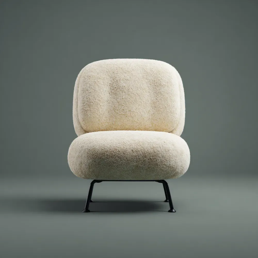 Sillón de tela suave 80x85x90 cm - Blanco Crema