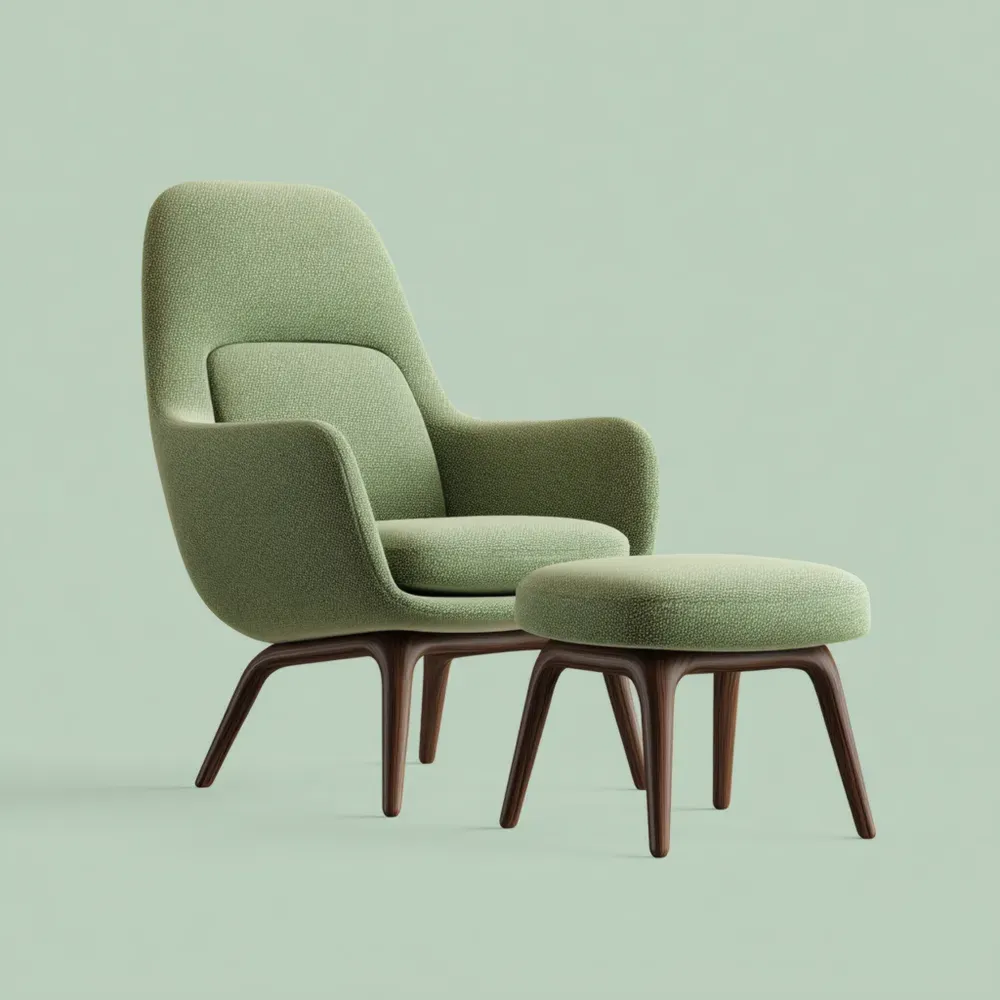 Sillón con Reposapiés Tela Verde 86x75x105 cm - Diseño Contemporáneo