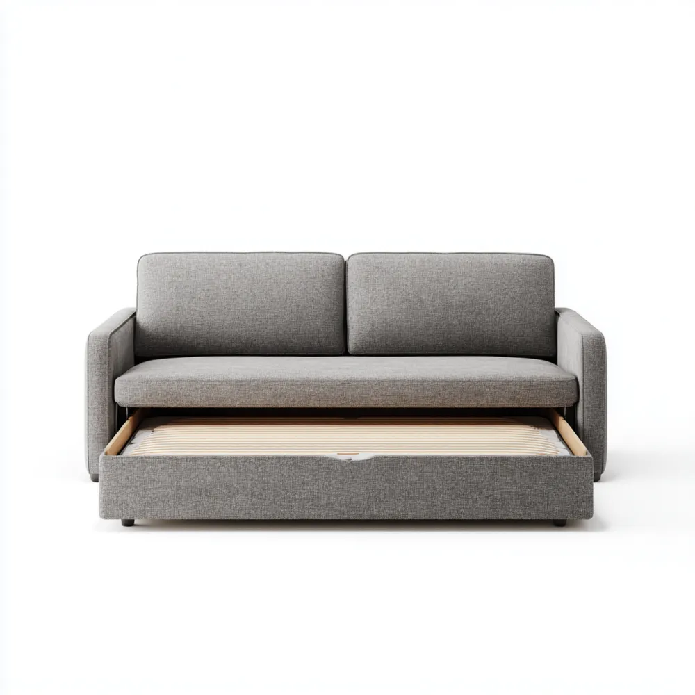 Sofá cama tapizado en tela 200x100x85 cm - Gris - Diseño moderno