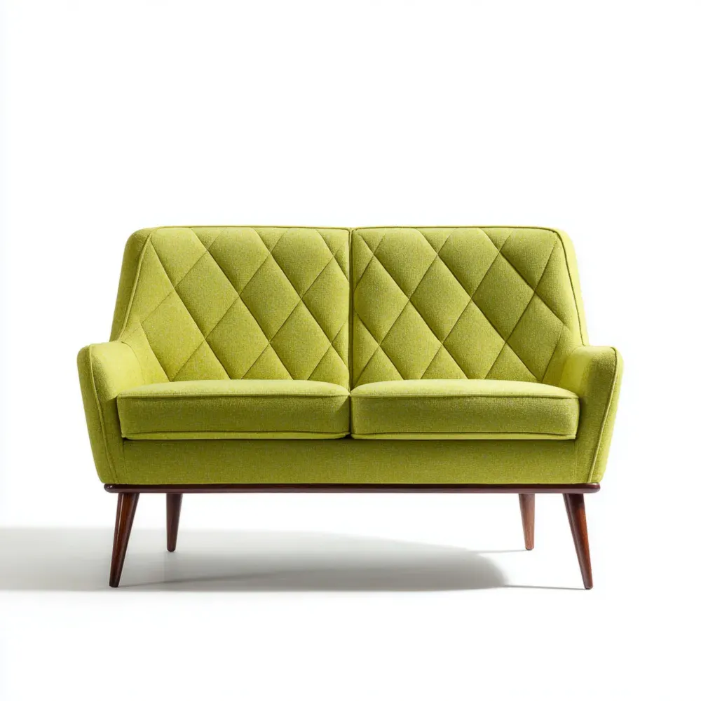 Sofá de dos plazas 120x80x75 cm – Verde Oliva – Estilo Retro Tapizado en Tela