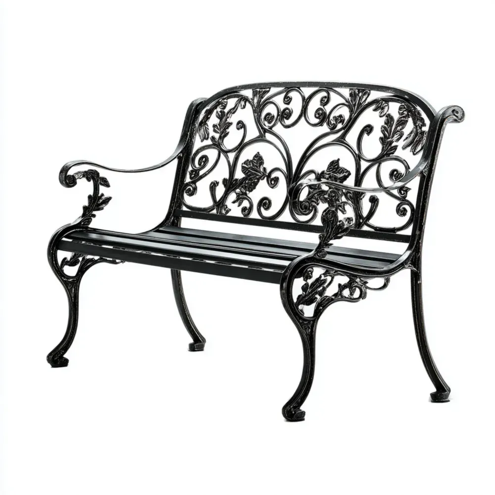 Banco de jardín de hierro forjado 127x60x85 cm – diseño clásico