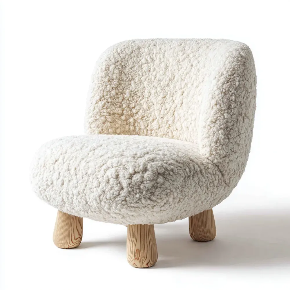 Sillón de Lana Sintética 75x80x85 cm - Blanco - Diseño Moderno