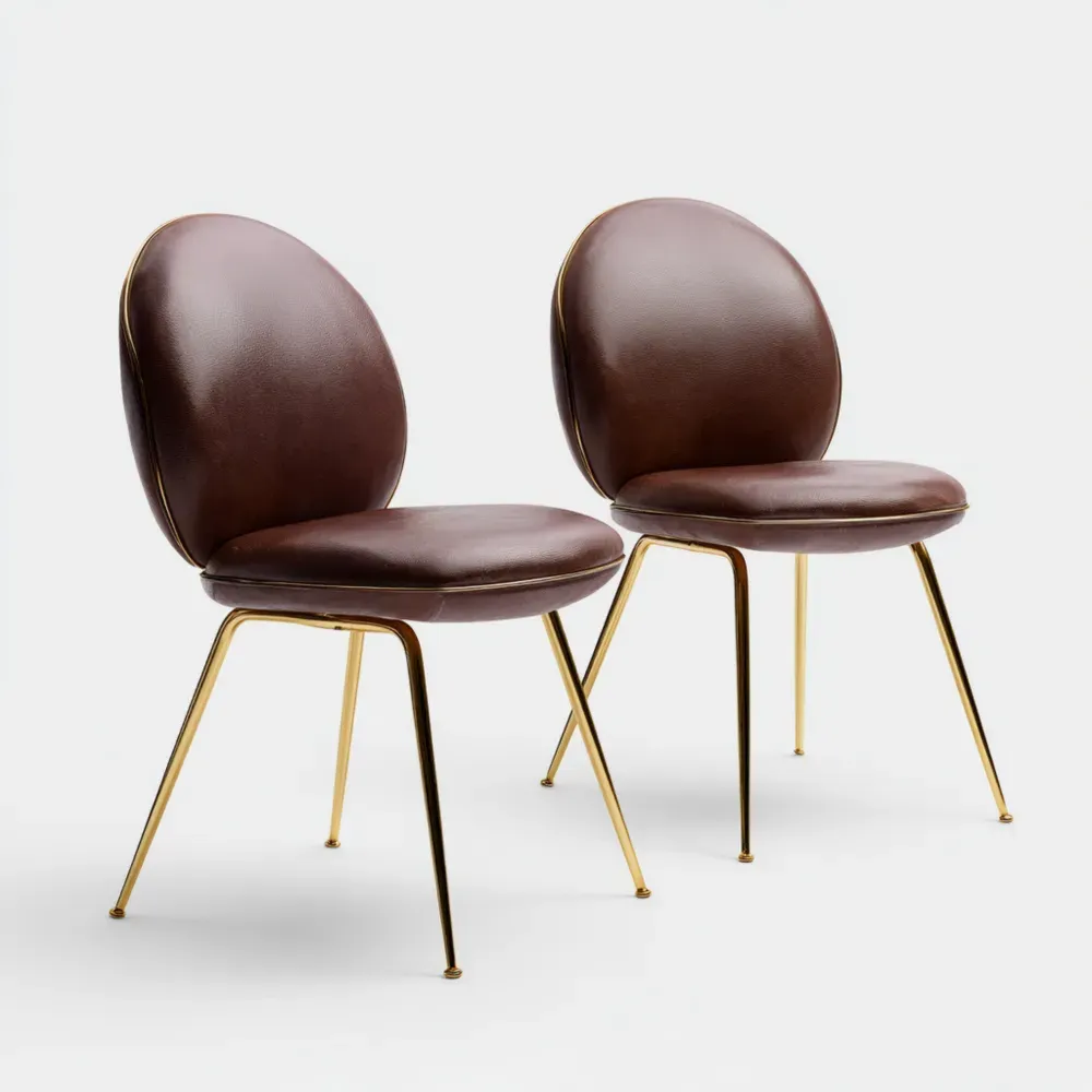 Conjunto de Sillas de Comedor Tapizadas en Piel Sintética 45x55x85 cm - Marrón - Diseño Contemporáneo