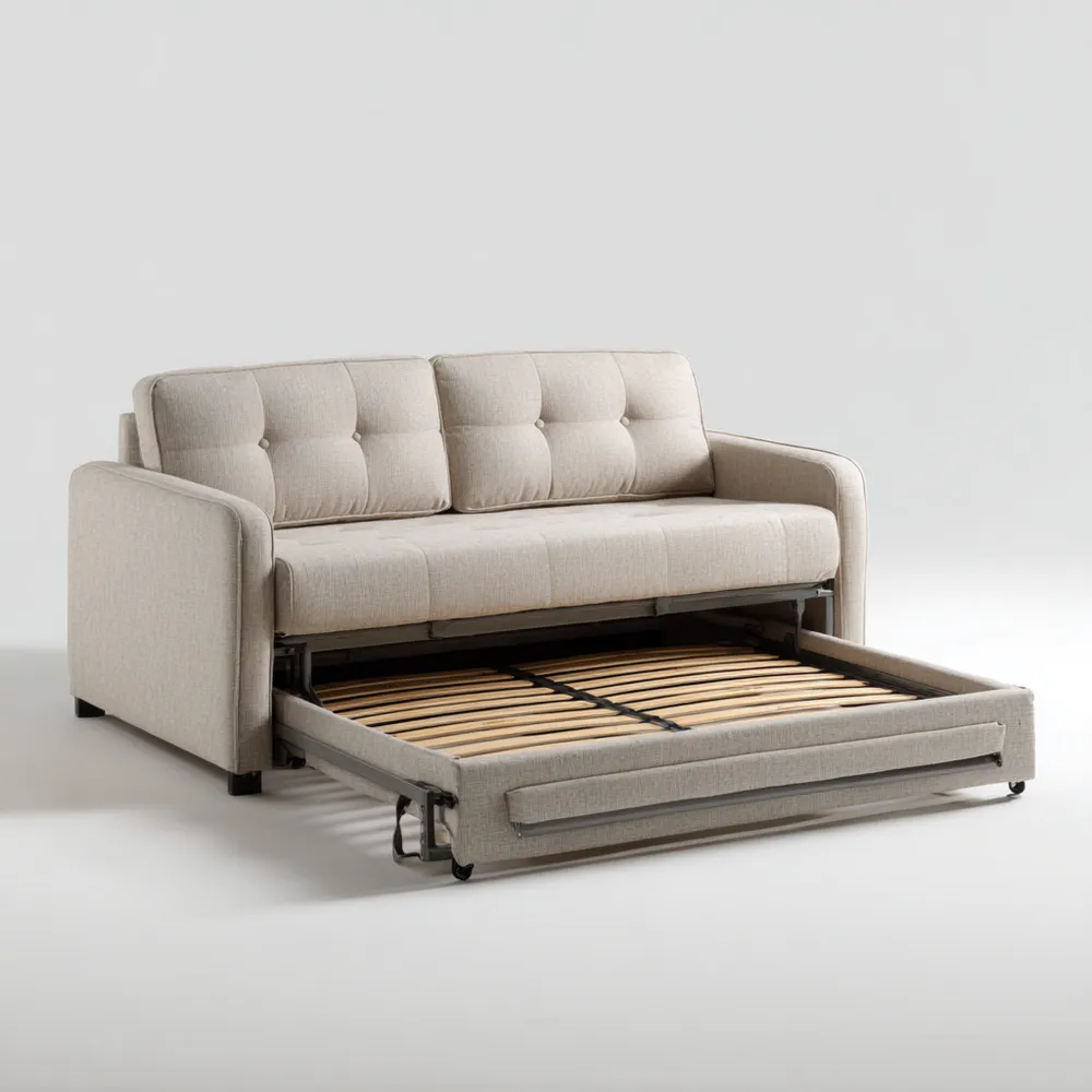 Sofá Cama Tapizado 200x90x85 cm – Beige – Diseño Moderno