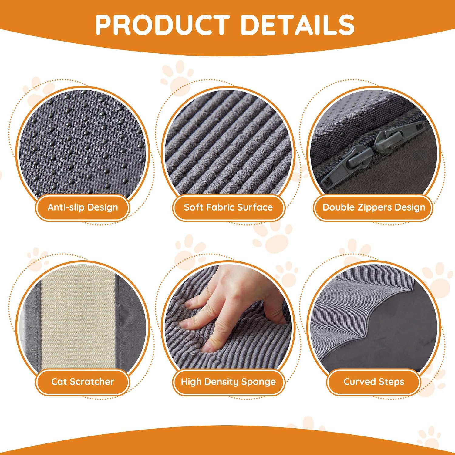 Dog Stairs for Small Dogs 11.8" H, Dog Ramp for Bed, 2-Step
