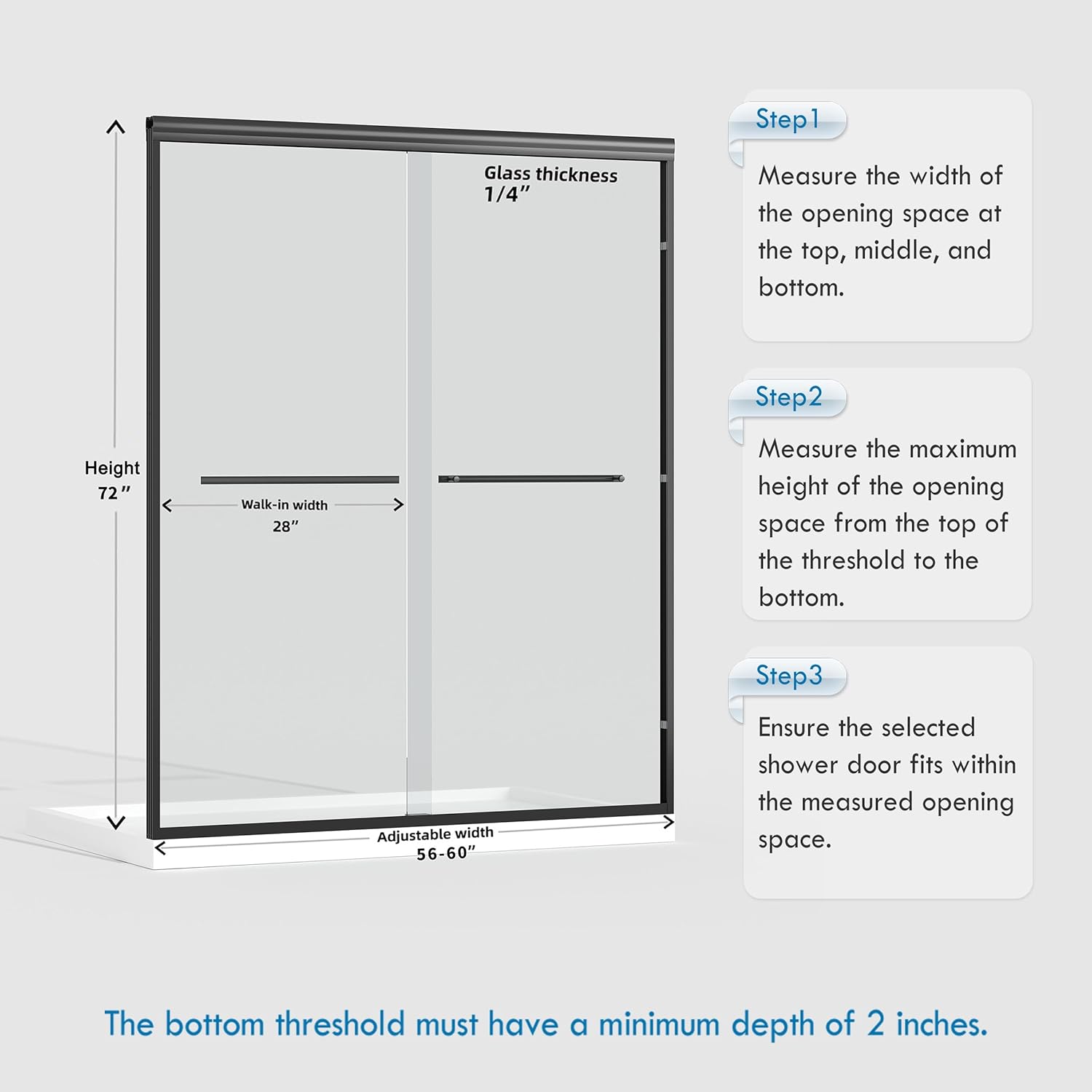 Semi-Frameless Bypass Sliding Shower Door