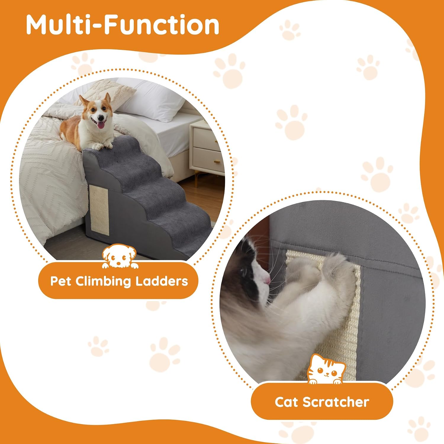 Dog Stairs for Small Dogs 11.8" H, Dog Ramp for Bed, 2-Step
