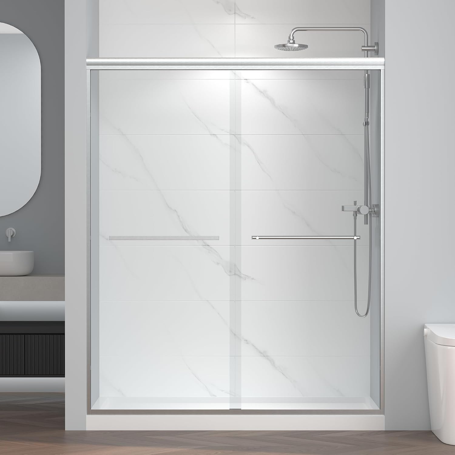 Semi-Frameless Bypass Sliding Shower Door