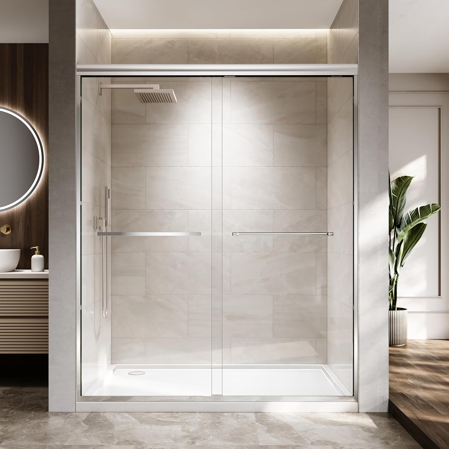 Semi-Frameless Bypass Sliding Shower Door