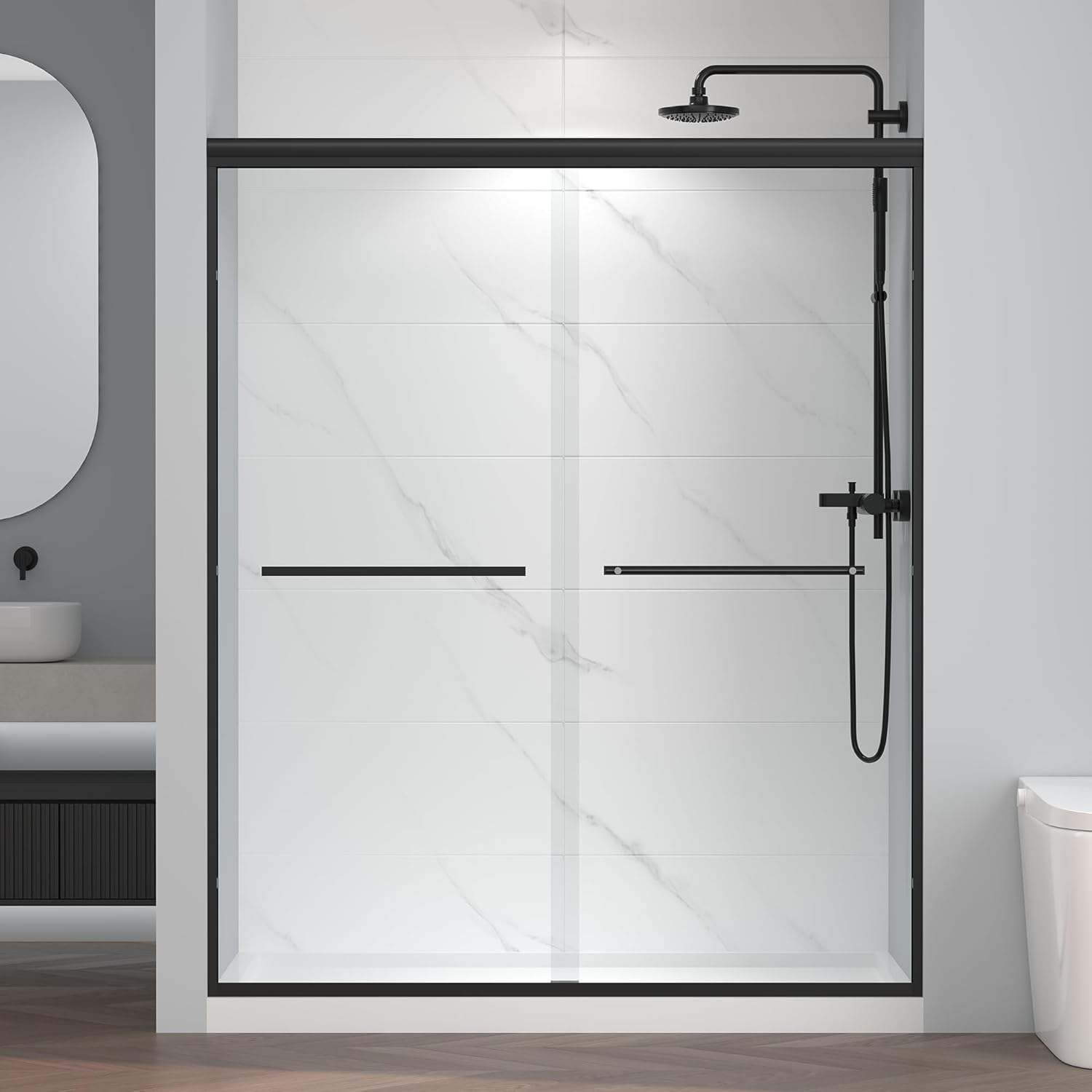 Semi-Frameless Bypass Sliding Shower Door