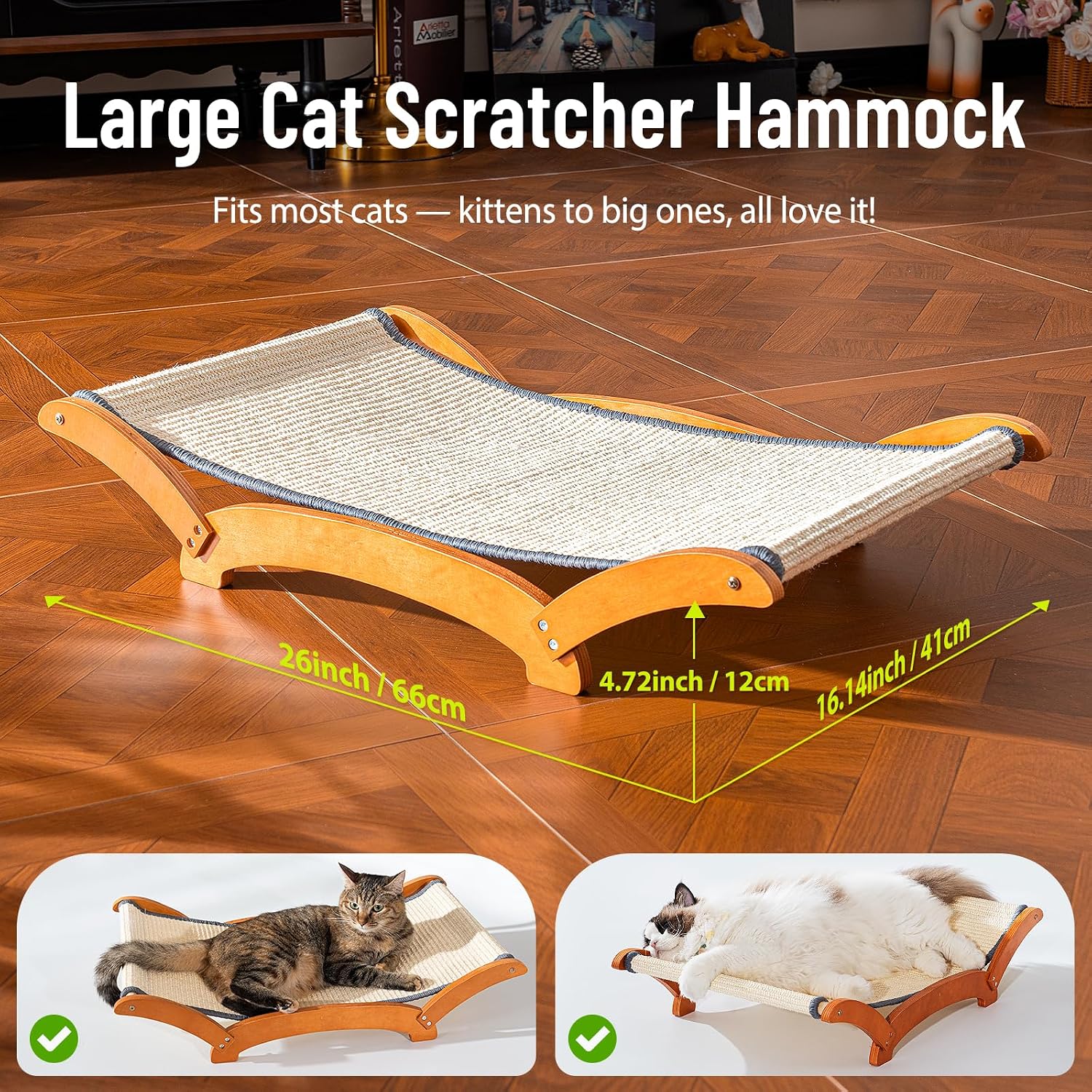 Sisal Cat Scratcher Bed for Indoor Large Cats Lounger & Sleep 