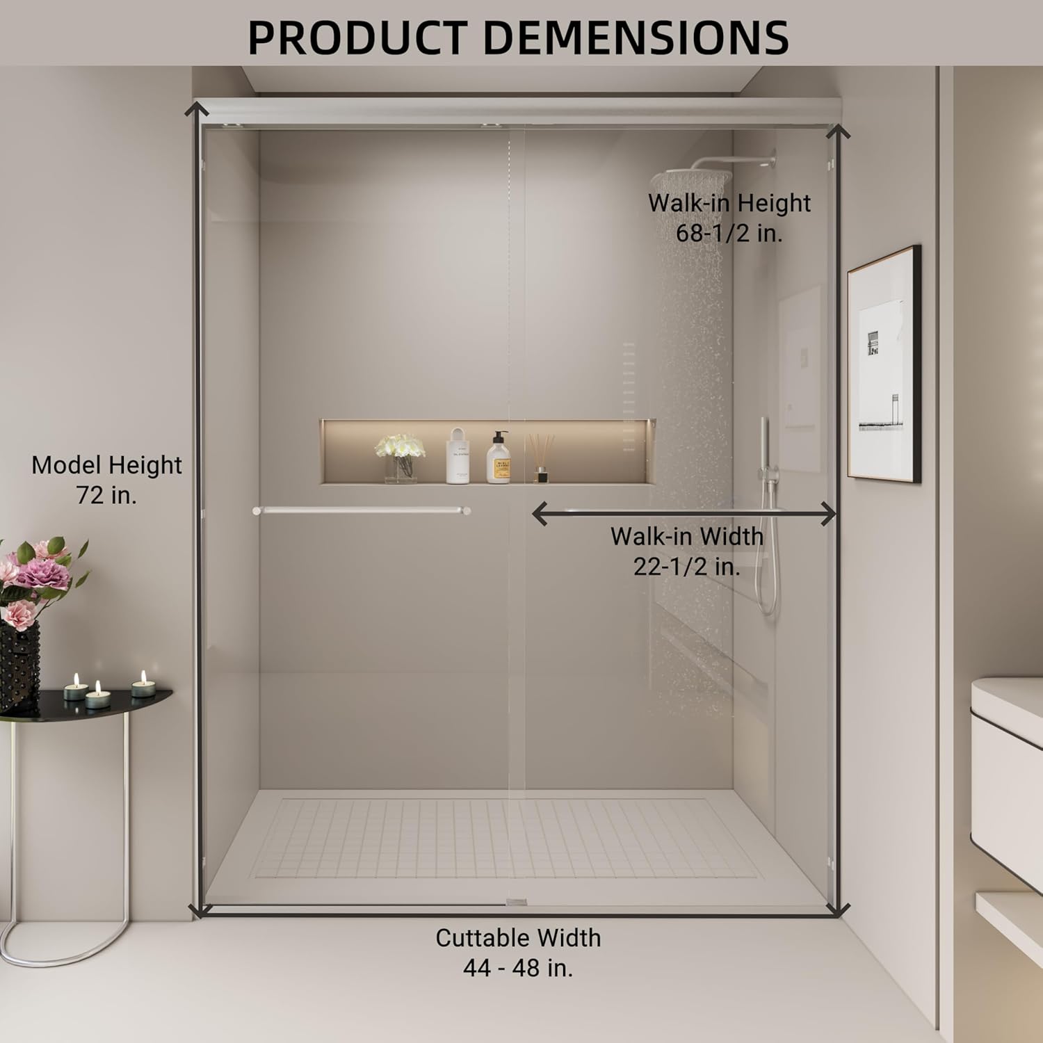 Semi-Frameless Double Sliding Shower Door