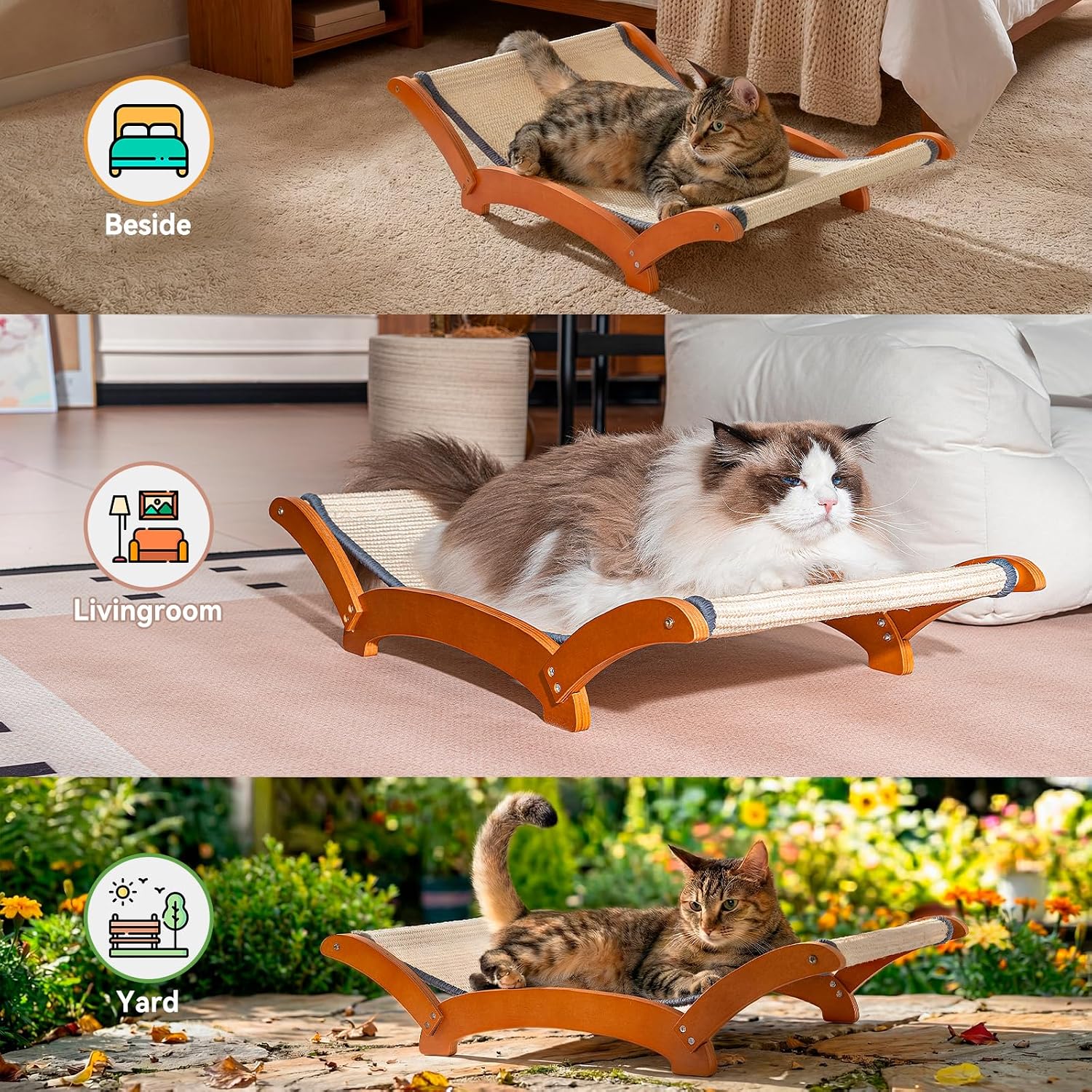 Sisal Cat Scratcher Bed for Indoor Large Cats Lounger & Sleep 
