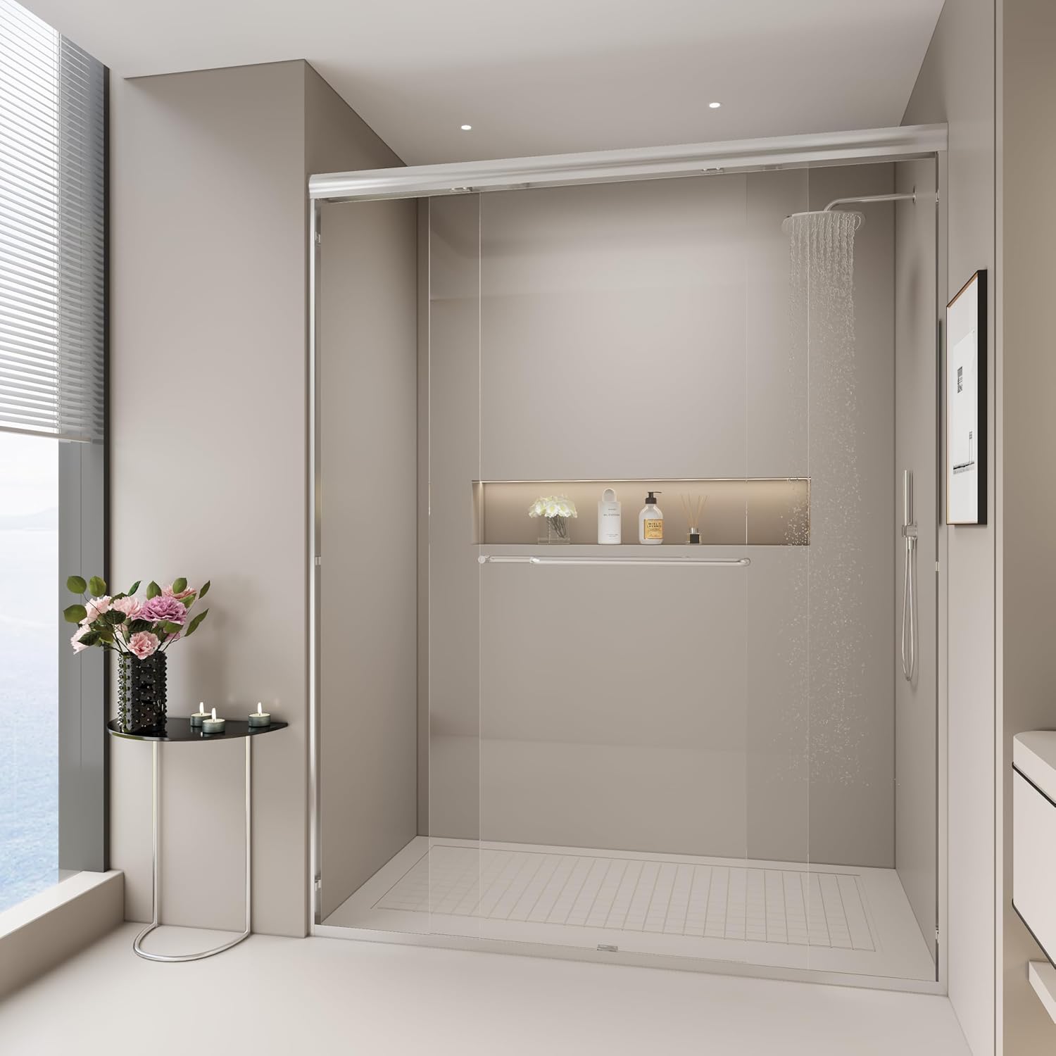 Semi-Frameless Double Sliding Shower Door
