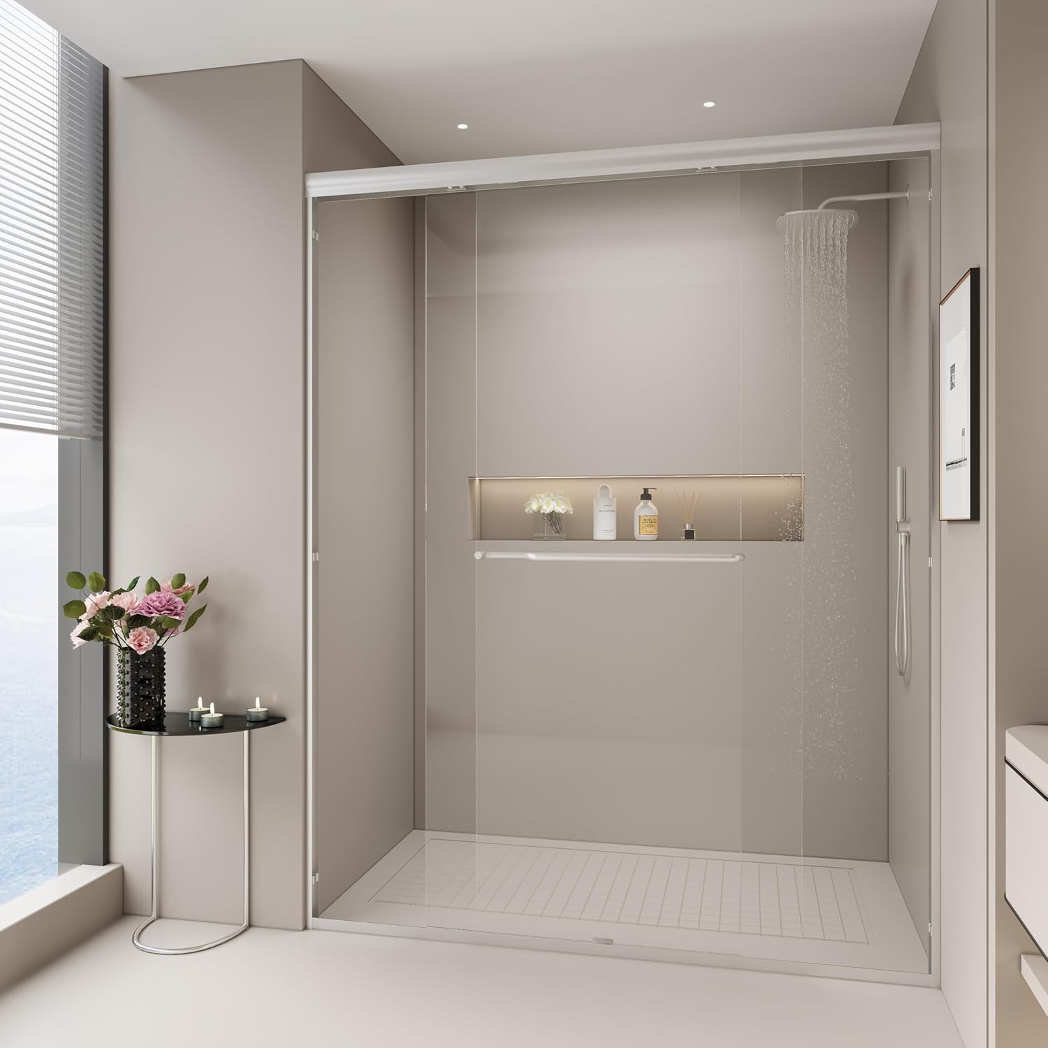 Semi-Frameless Double Sliding Shower Door