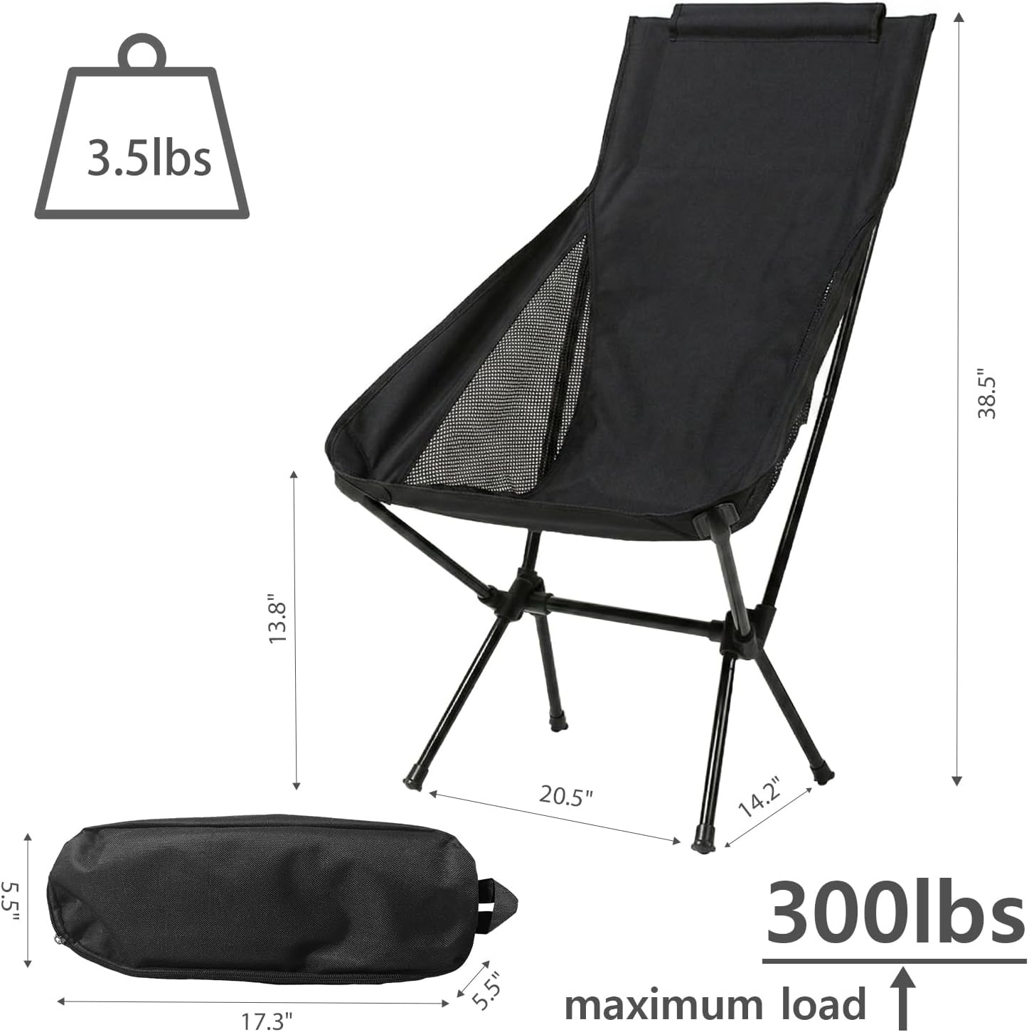Portable Camping Chair Foldable Outdoor Chair for Hiking 