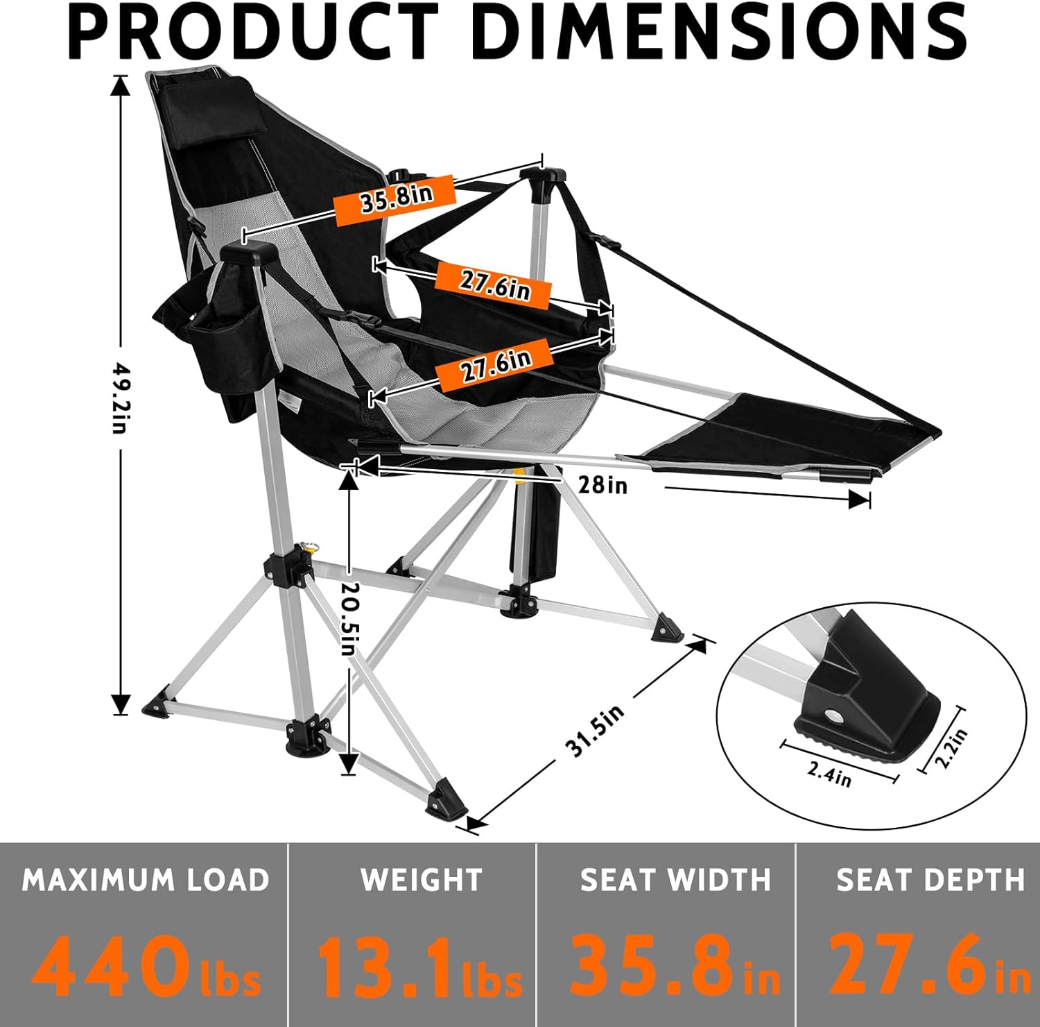2-Pack Aluminum Hammock Chair with Footrest