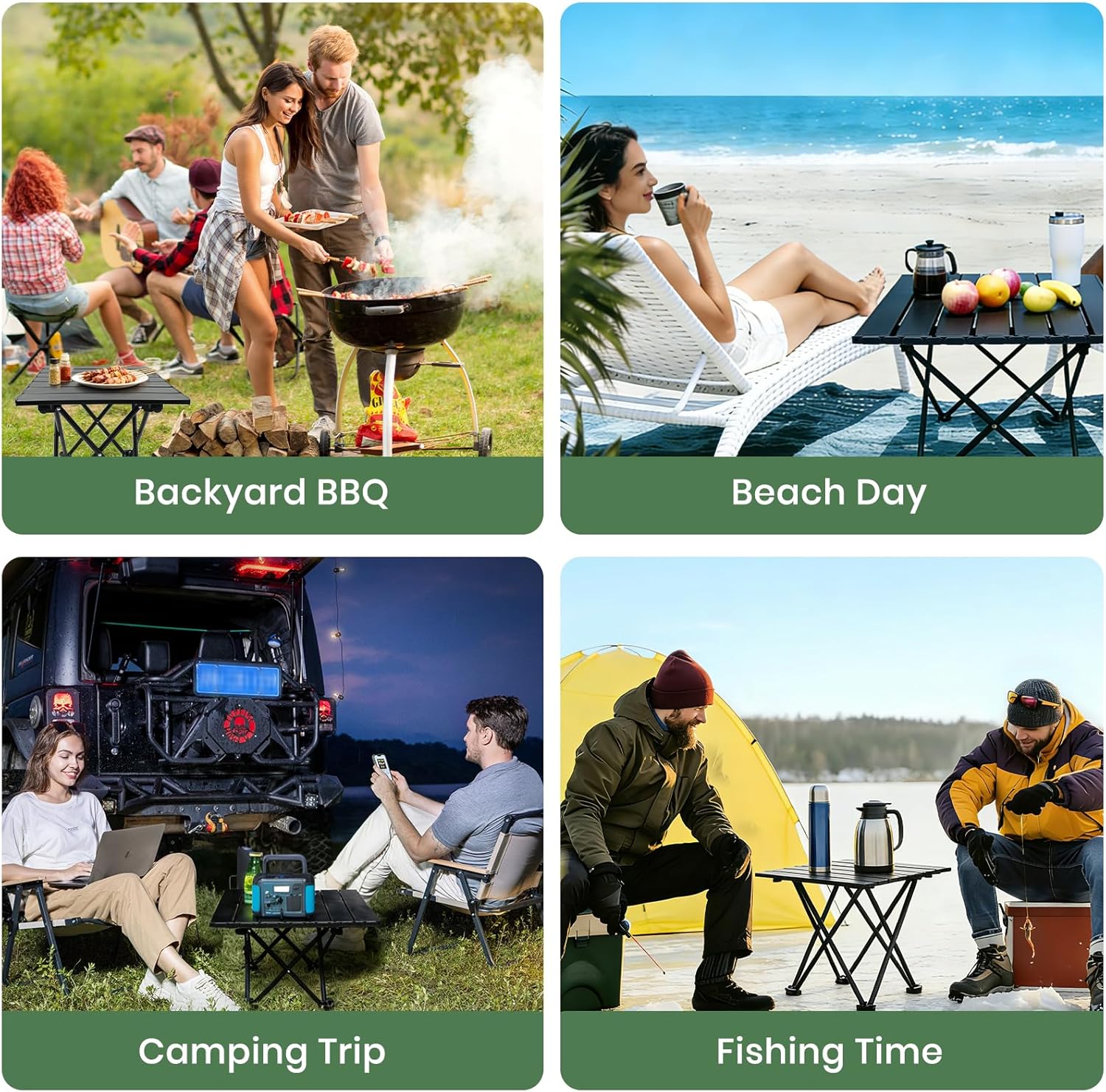 2 Pack Portable Camping Table Foldable