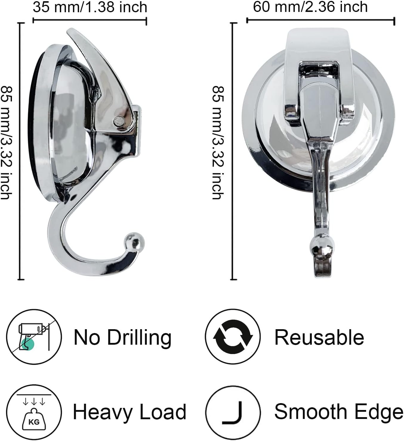 Heavy Duty Vacuum Shower Hooks