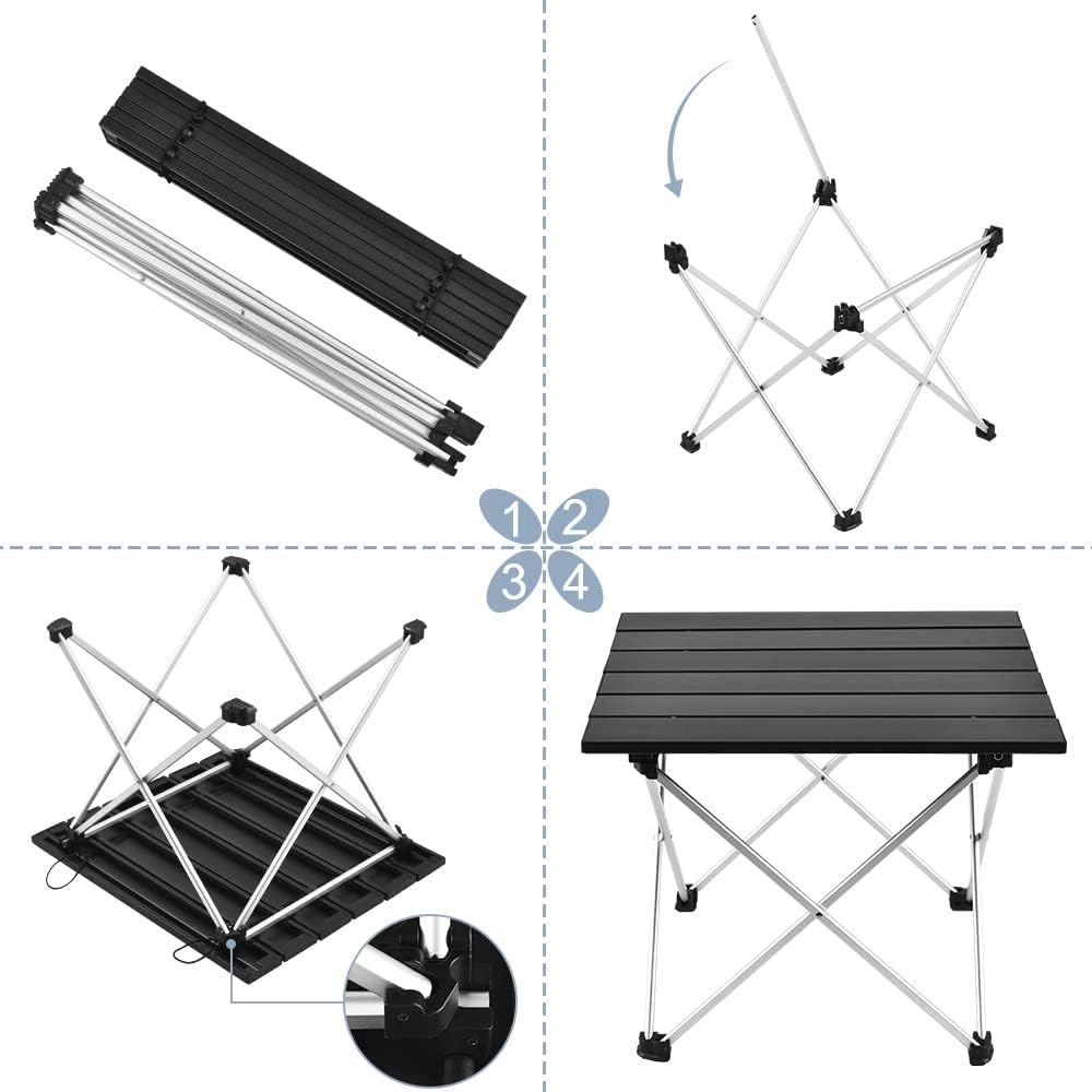 Portable Camping Table with Aluminum Table Top