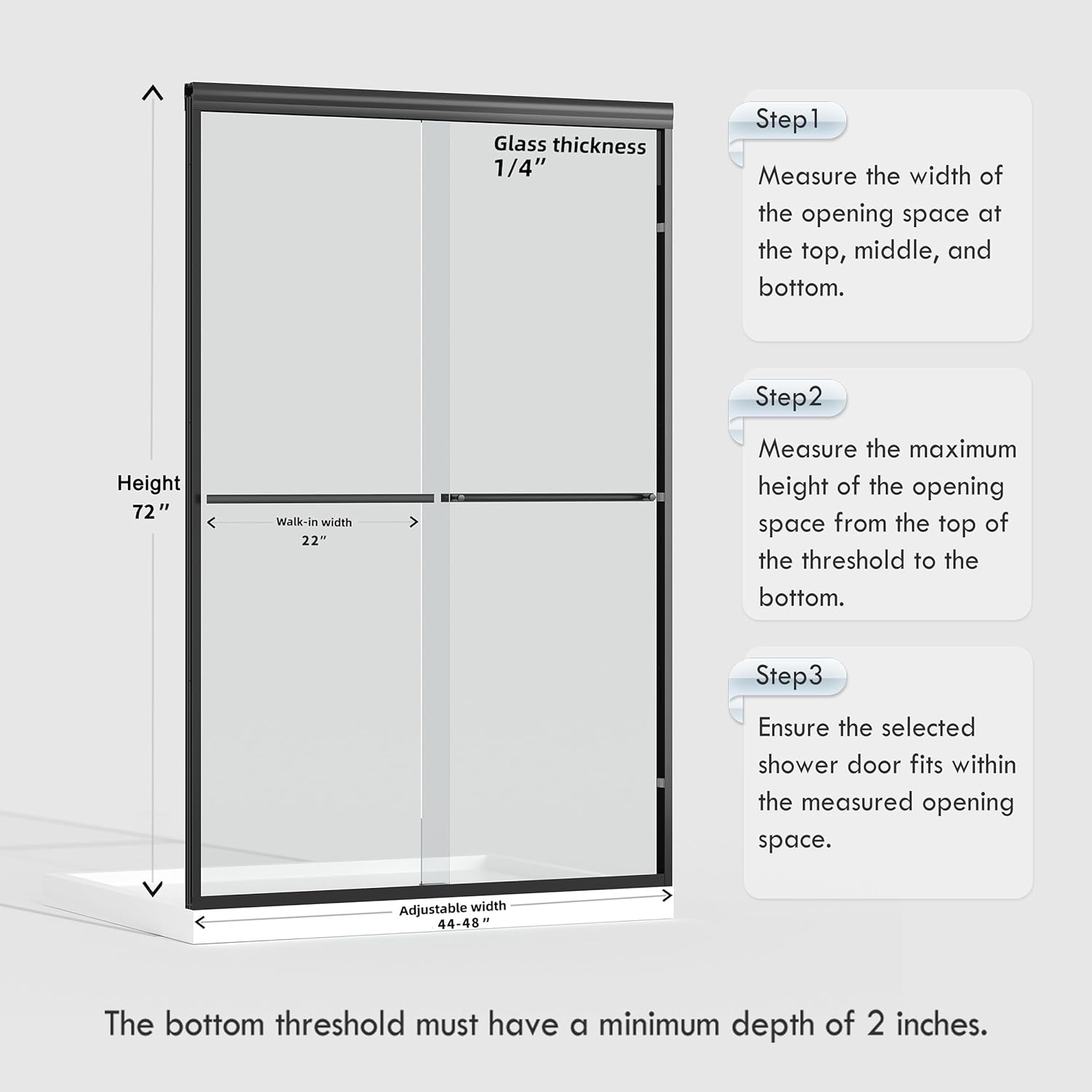 Semi-Frameless Bypass Sliding Shower Door